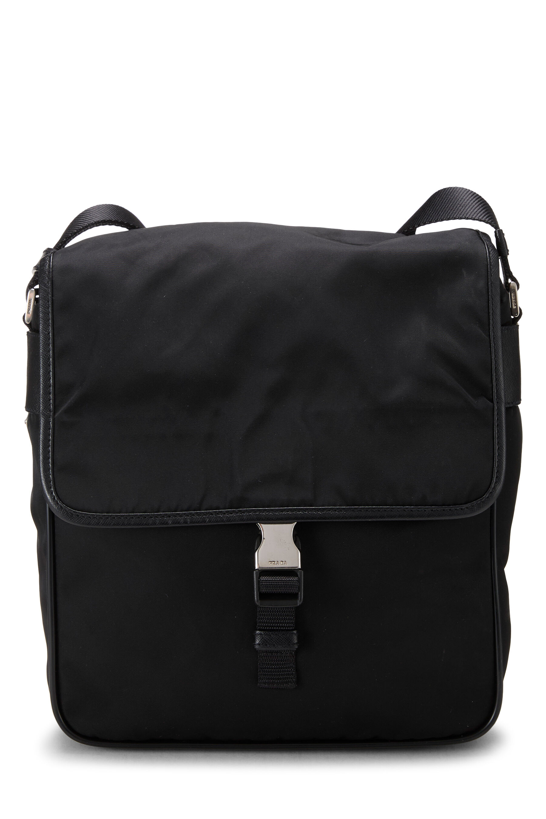 Women's Prada Black Nylon Check Buckle Shoulder Bag