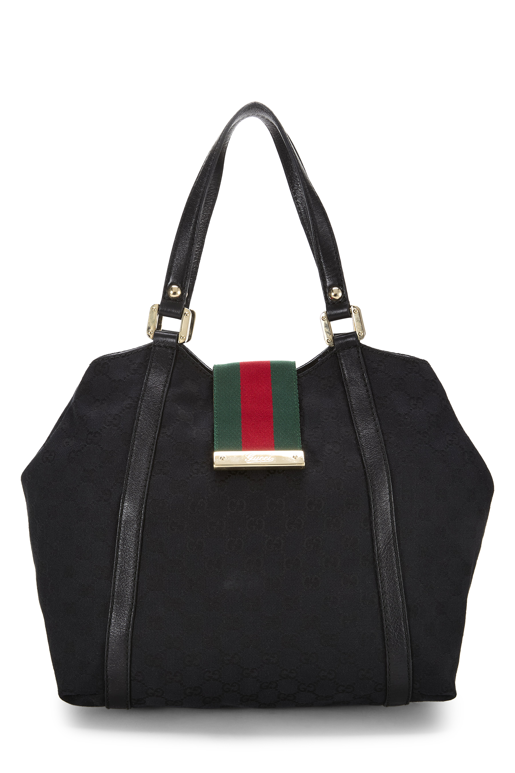 Women's Gucci Black GG Canvas New Ladies Web Tote in Black