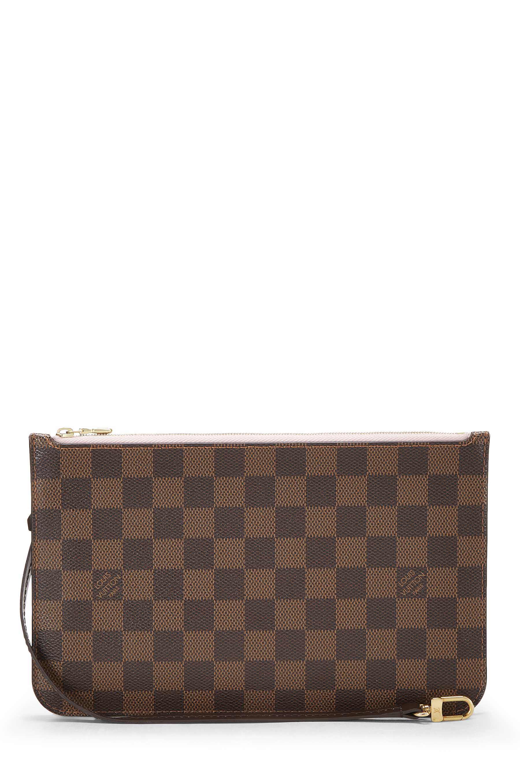 Women's Louis Vuitton Damier Ebene Neverfull Pouch in Pink MM