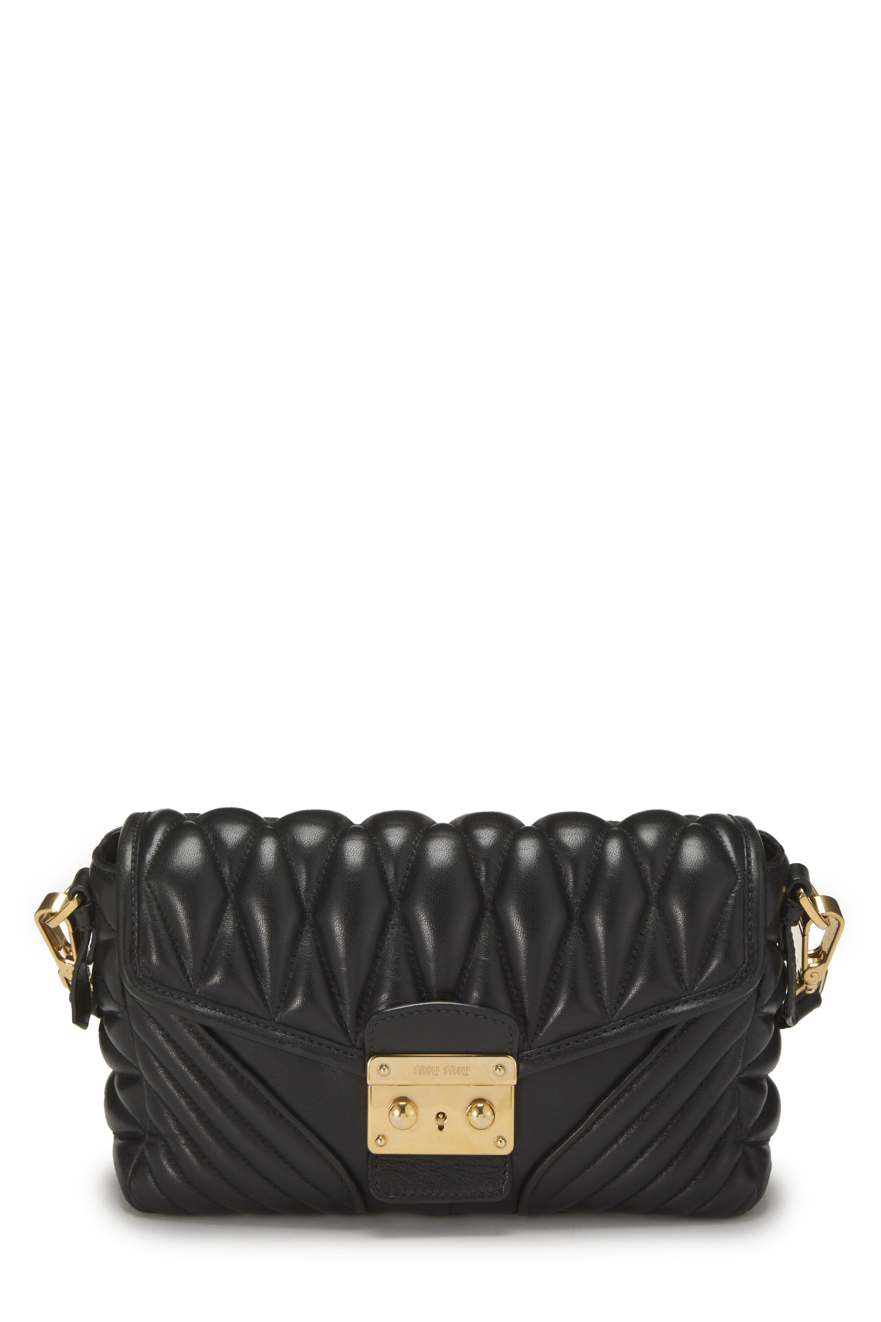 Women's Miu Miu Black Nappa Matelassé Biker Shoulder Bag