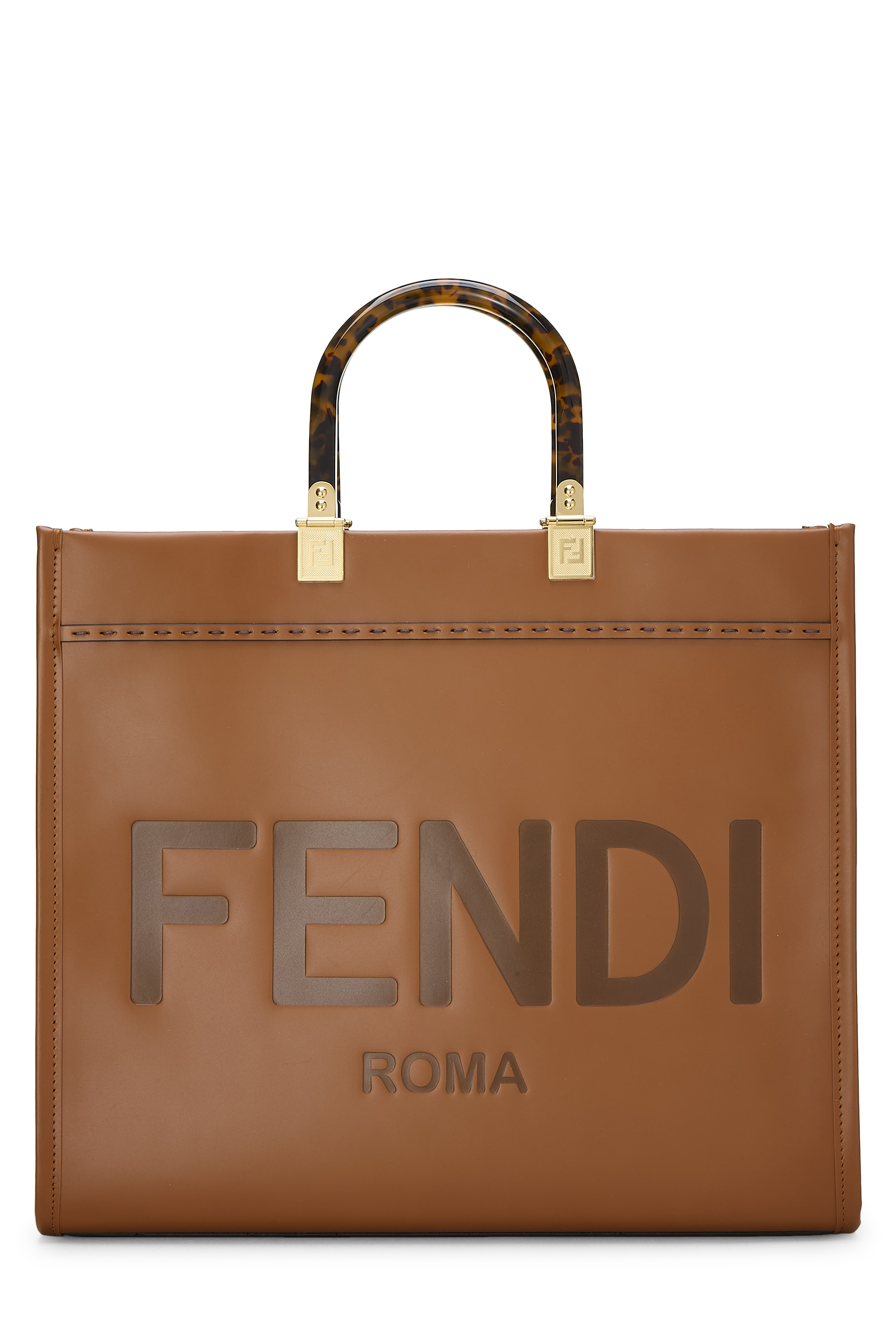 Women's Fendi Brown Calfskin Sunshine Shopper Large in Brown