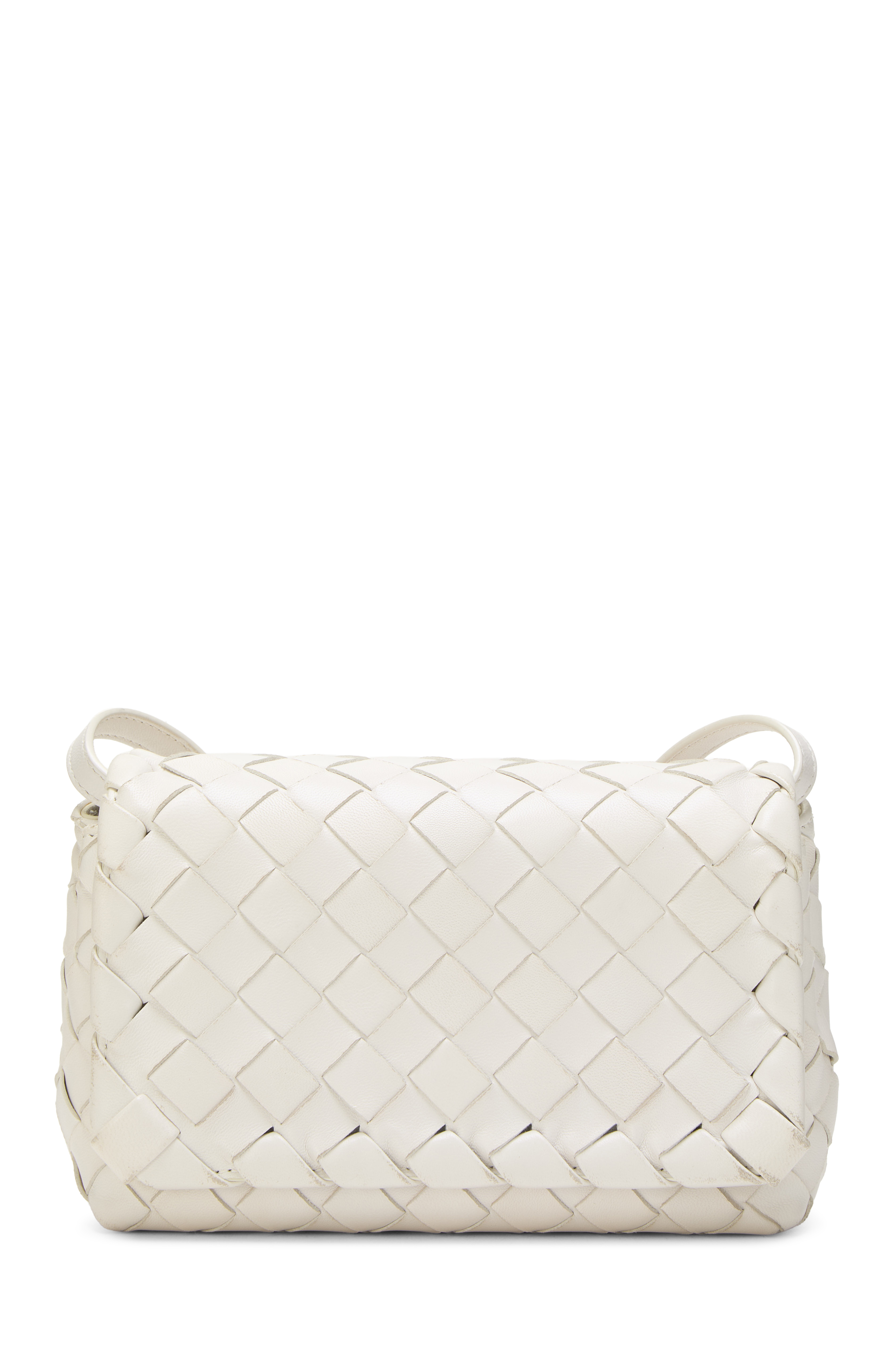 Women's Bottega Veneta White Intrecciato Leather New Olympia Shoulder Bag Mini in White Mini