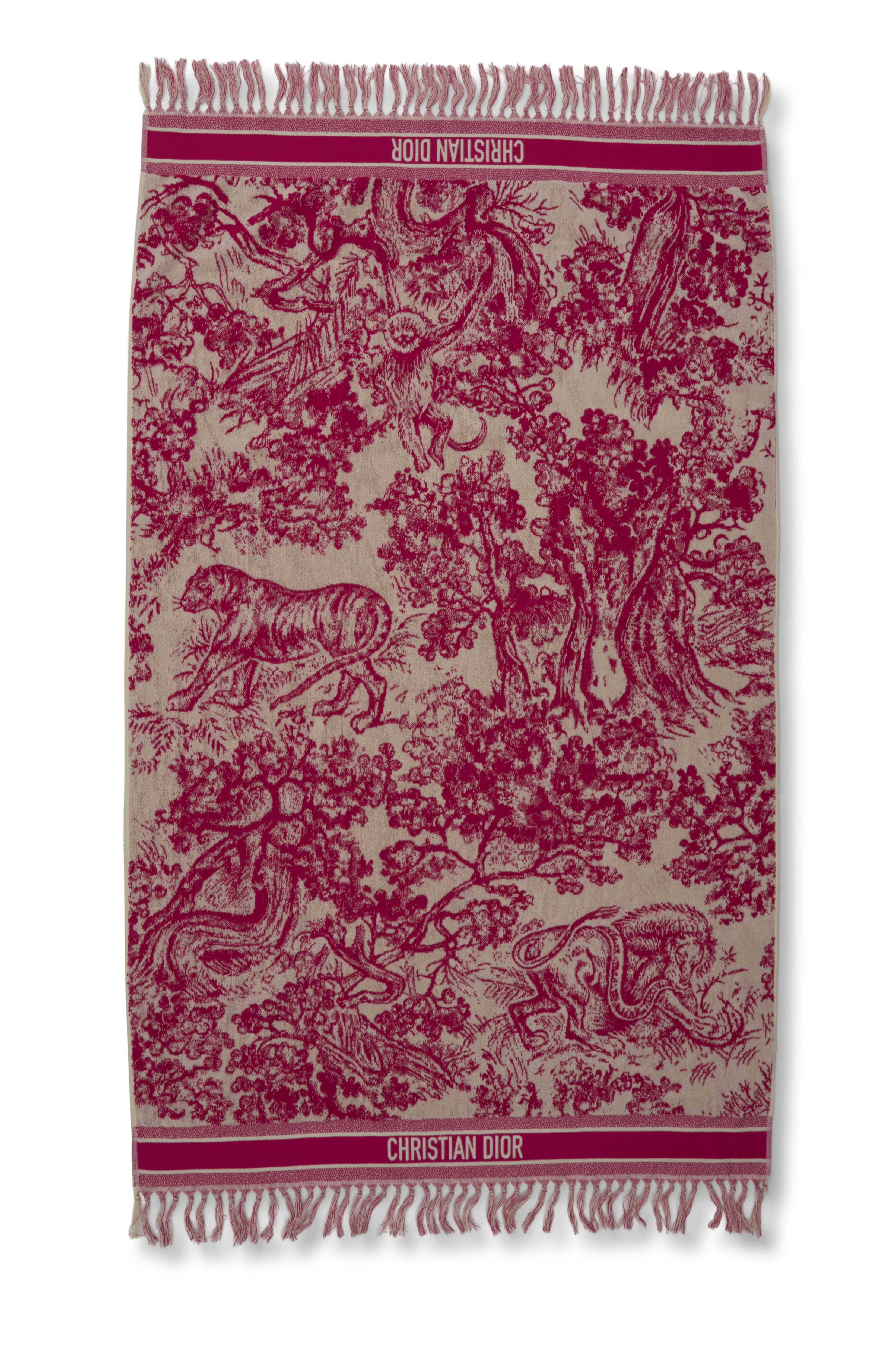 Women's Christian Dior Pink Toile de Jouy Beach Towel in Pink