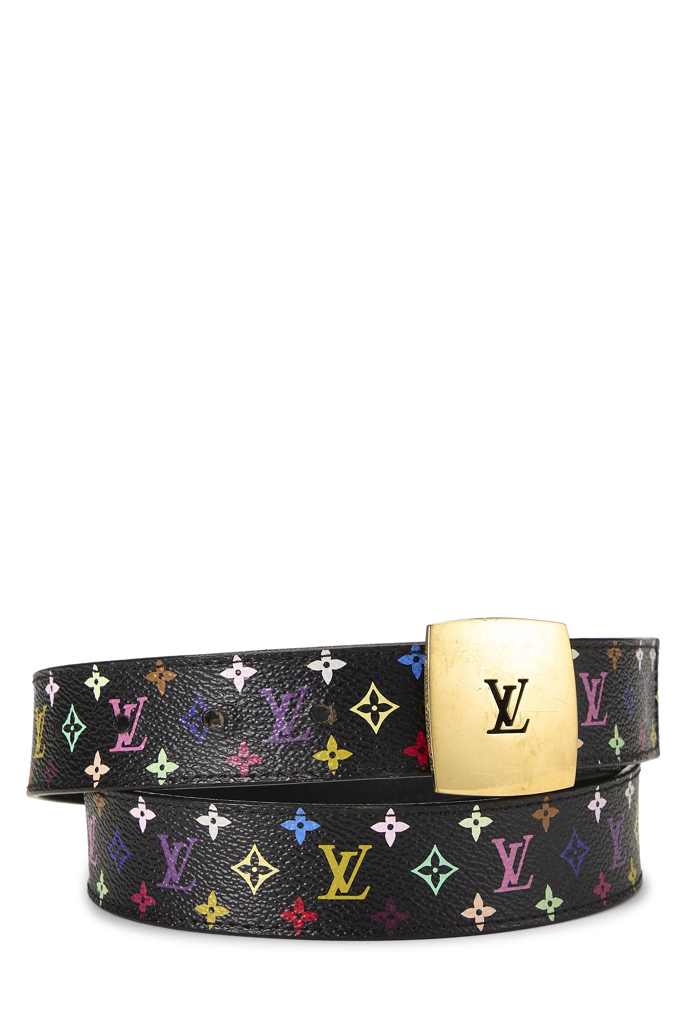 Women's Louis Vuitton Takashi Murakami X Louis Vuitton Black Monogram Multicolore Ceinture 80 in Black