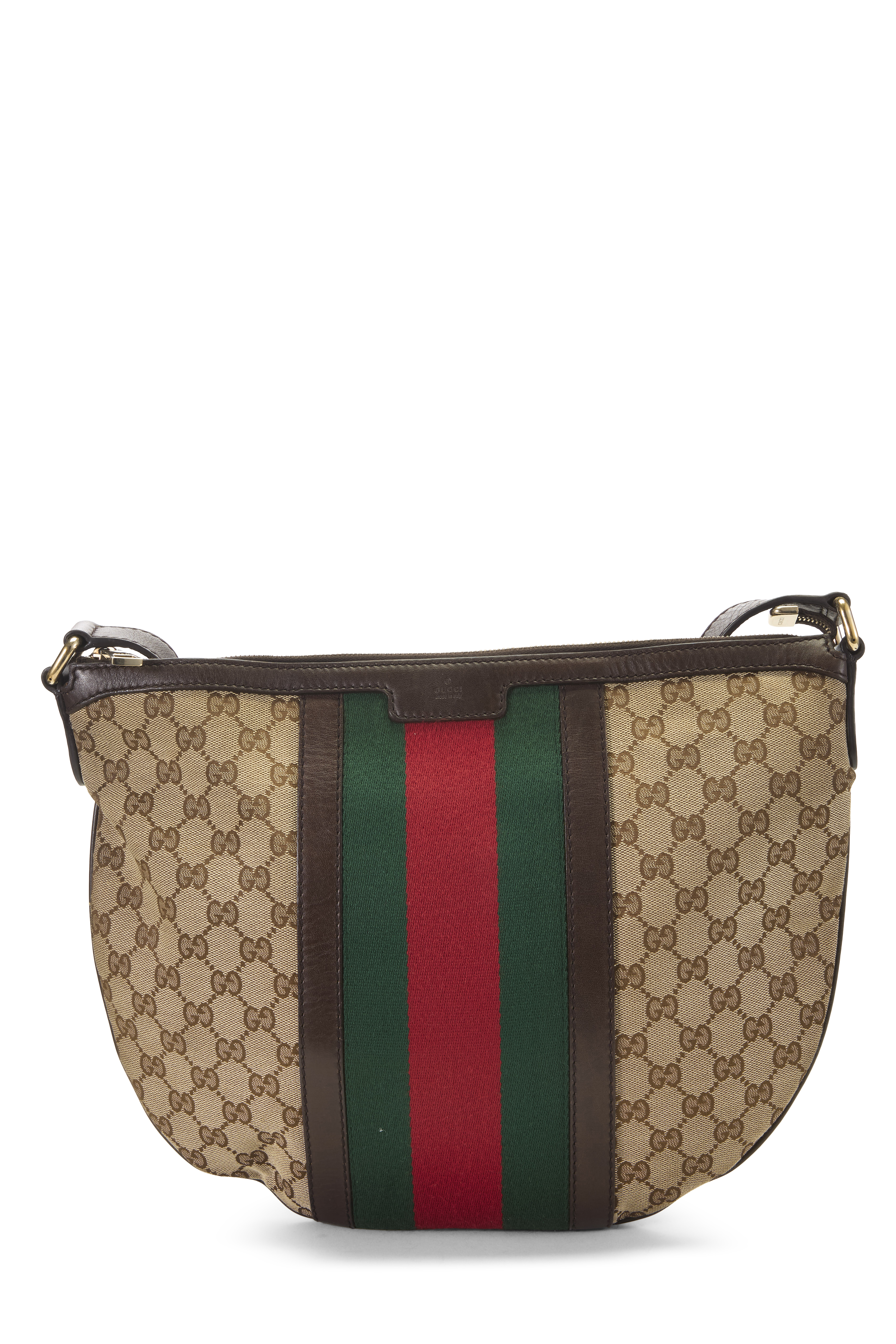 Women's Gucci Original GG Canvas Web Round Messenger Large in Brown Large