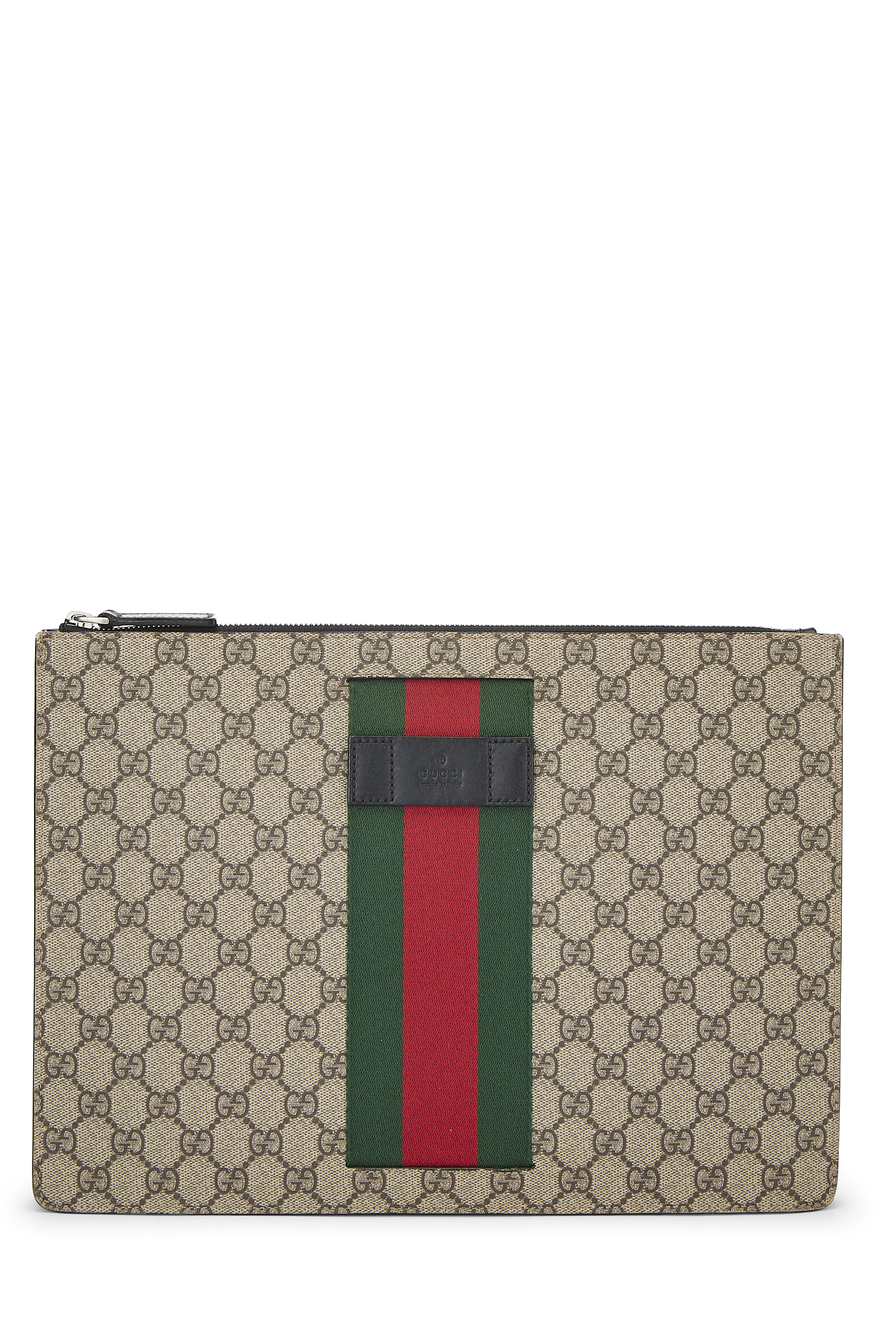 Women's Gucci Original GG Supreme Canvas Web Slim Messenger Large in Black Large