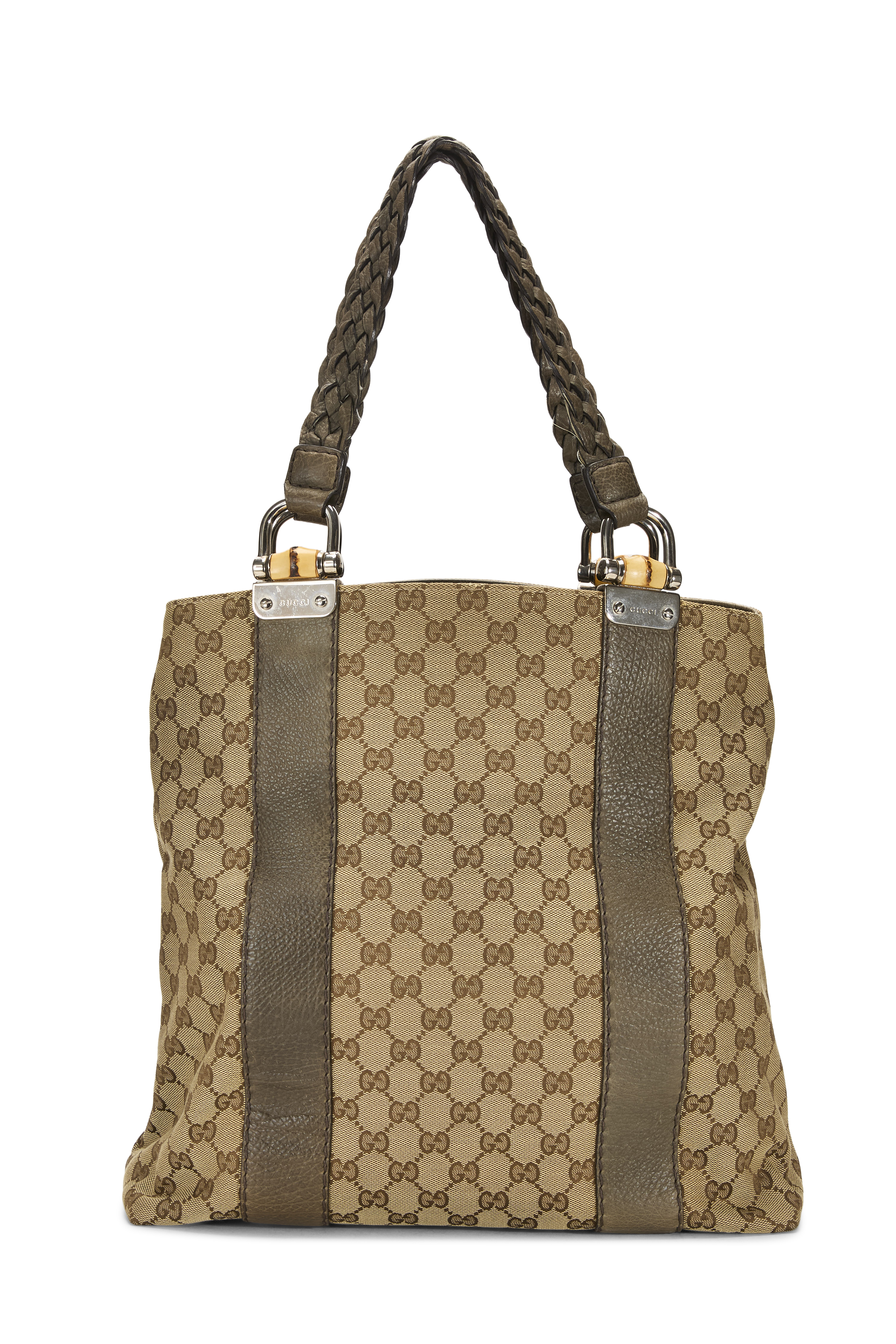 Women's Gucci Green Original GG Canvas Bamboo Bar Tote Large in Green Large