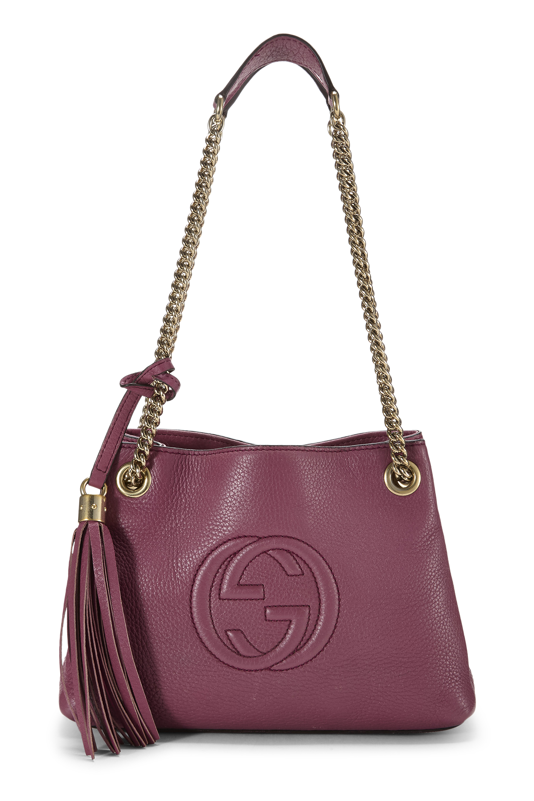 Women's Gucci Purple Leather Soho Chain Tote Small in Purple Small