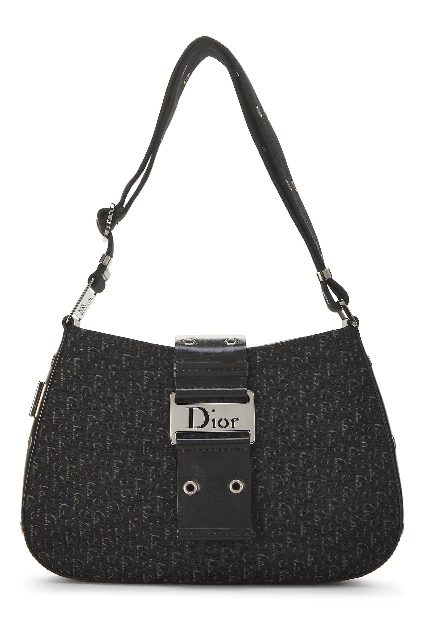 Women's Christian Dior Black Trotter Canvas Street Chic Shoulder Bag in Black
