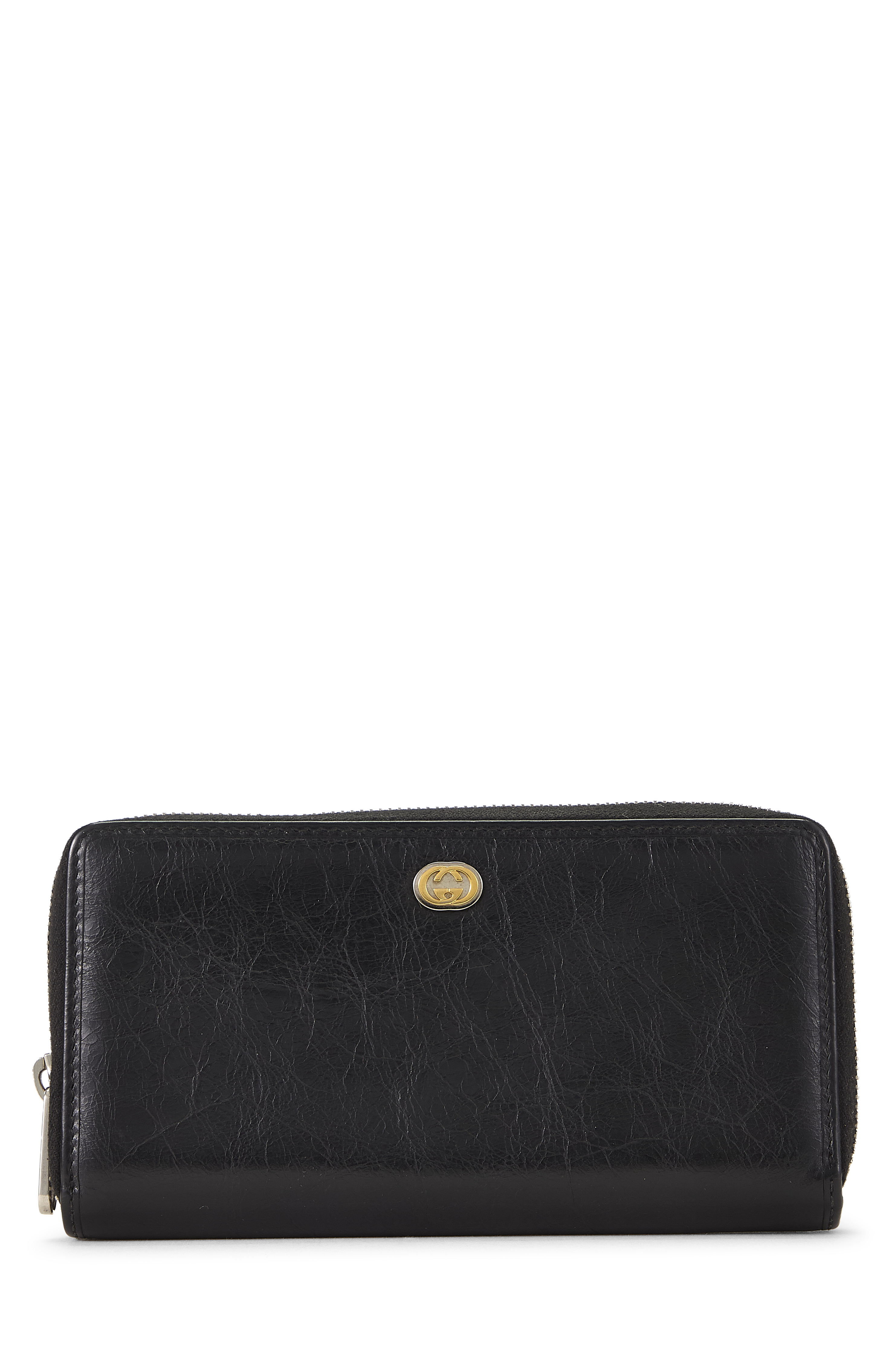 Women's Leather Gucci Black Calfskin Leather Zip Around Wallet in Black