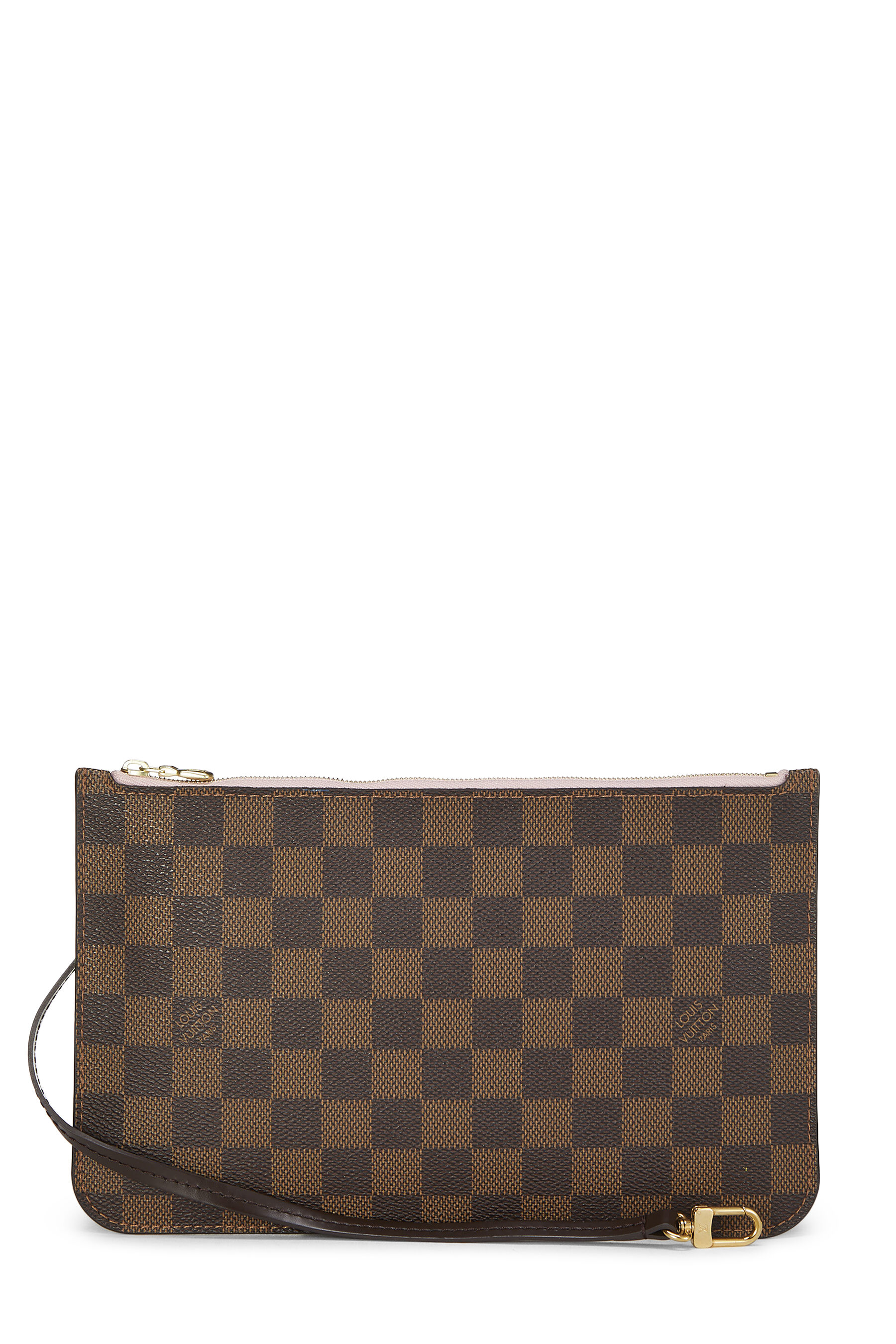 Women's Louis Vuitton Damier Ebene Neverfull Pouch in Pink MM