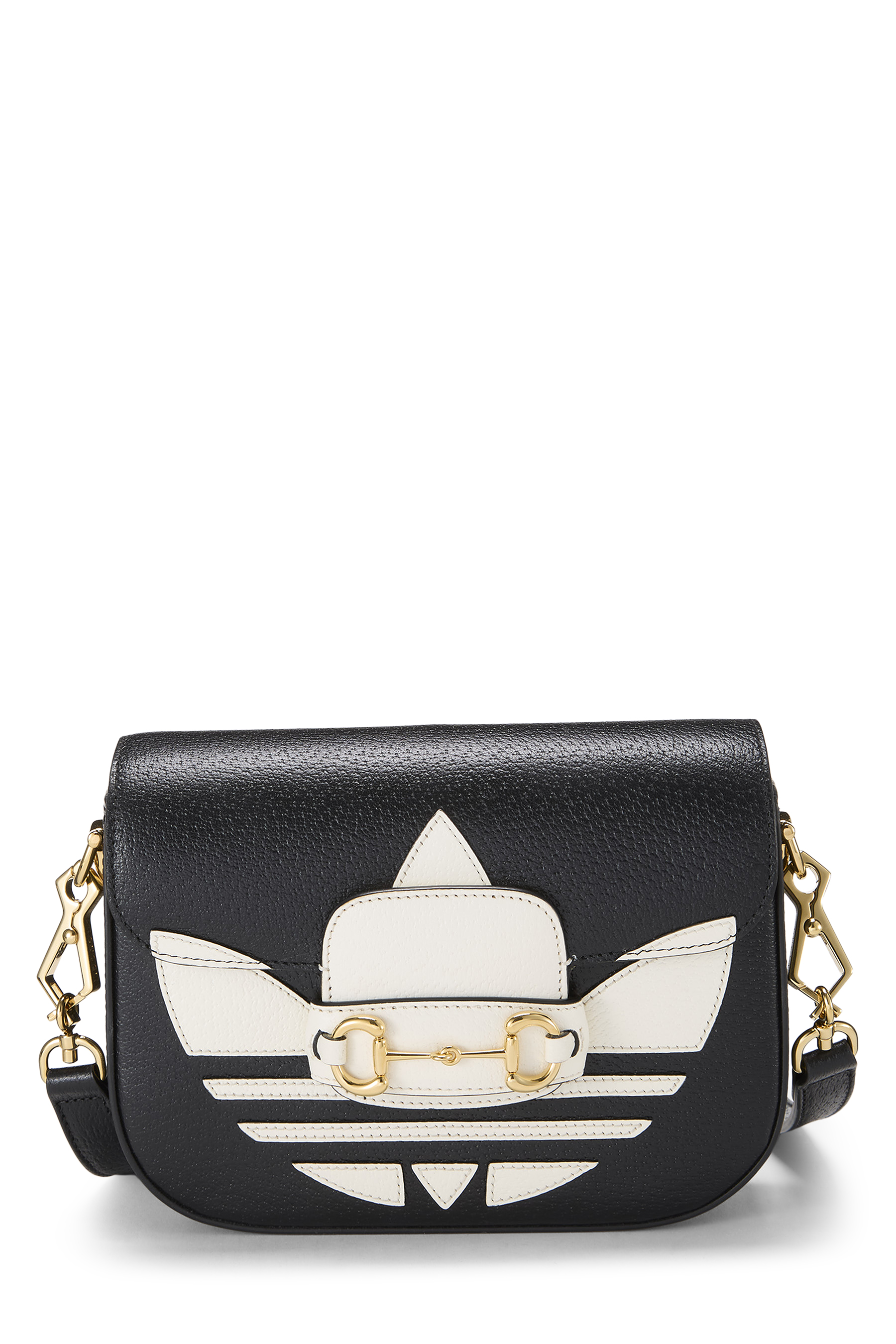 Women's Gucci Adidas x Gucci Leather 1955 Horsebit Shoulder Bag Medium in Black Mini