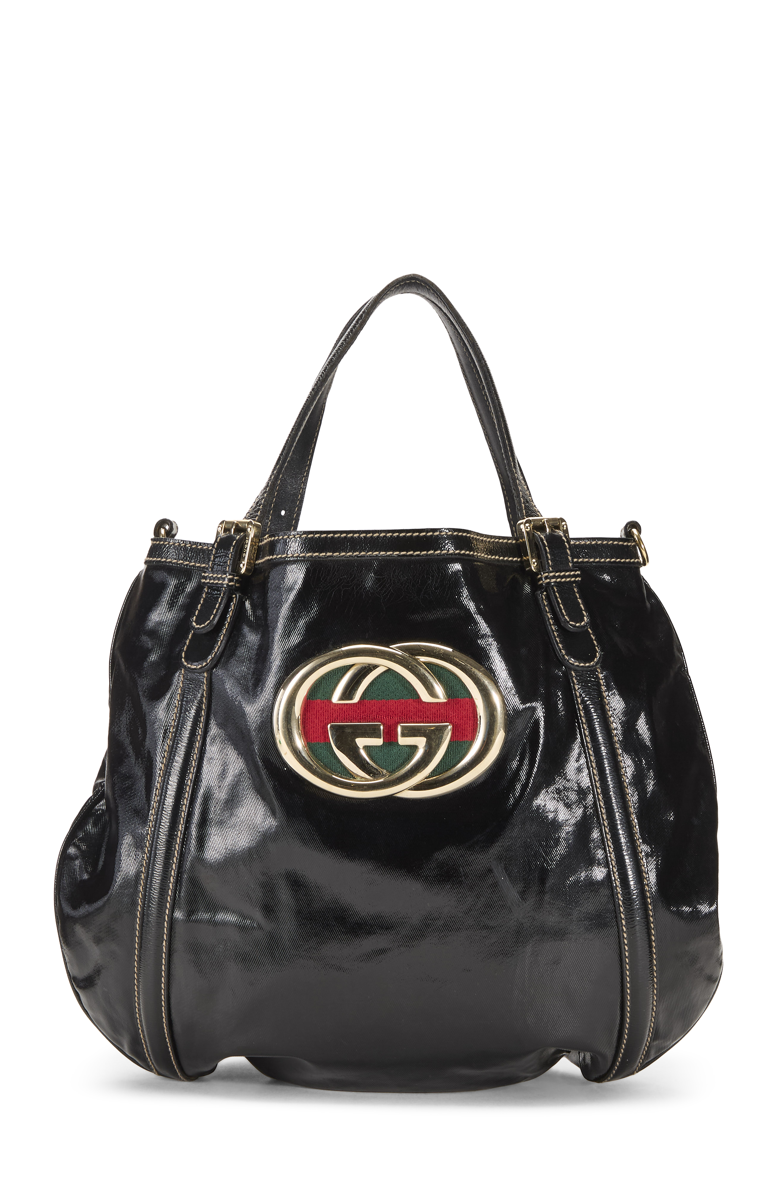 Women's Gucci Black Patent Leather Britt Hobo in Black