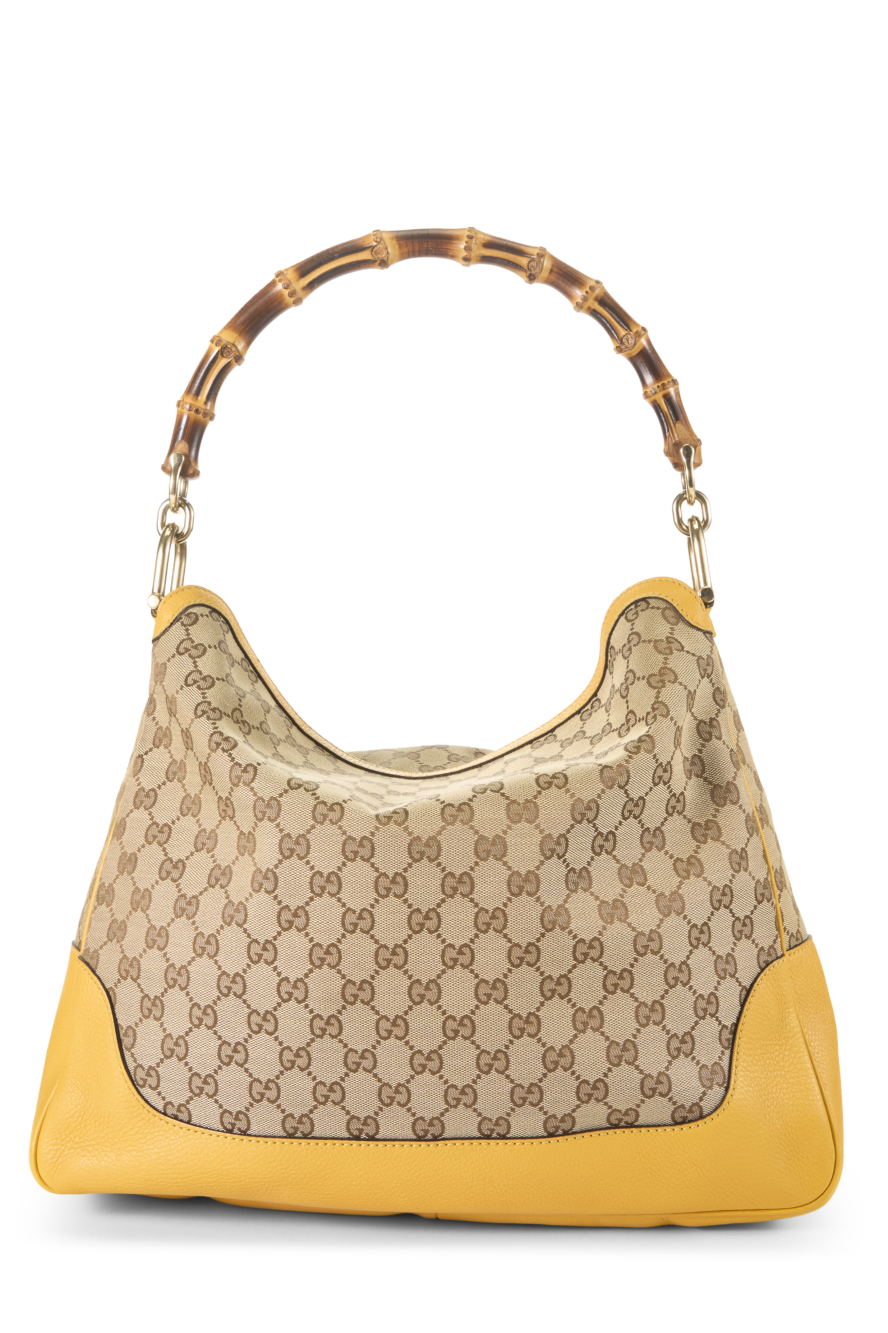 Women's Gucci Yellow Original GG Canvas Diana Bamboo Hobo Large in Yellow Large