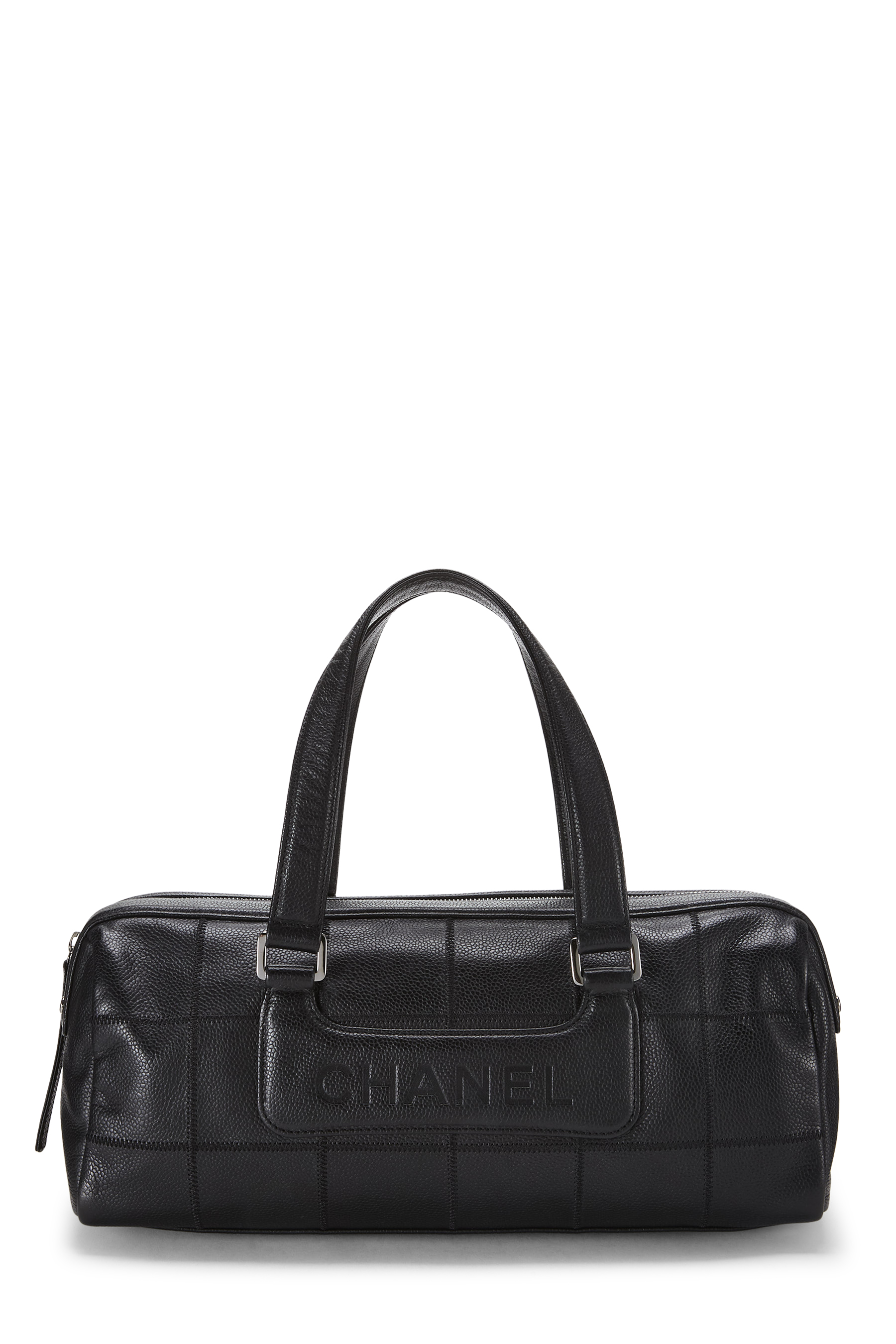 Women's Chanel Black Caviar Chocolate Bar Boston Bag in Black