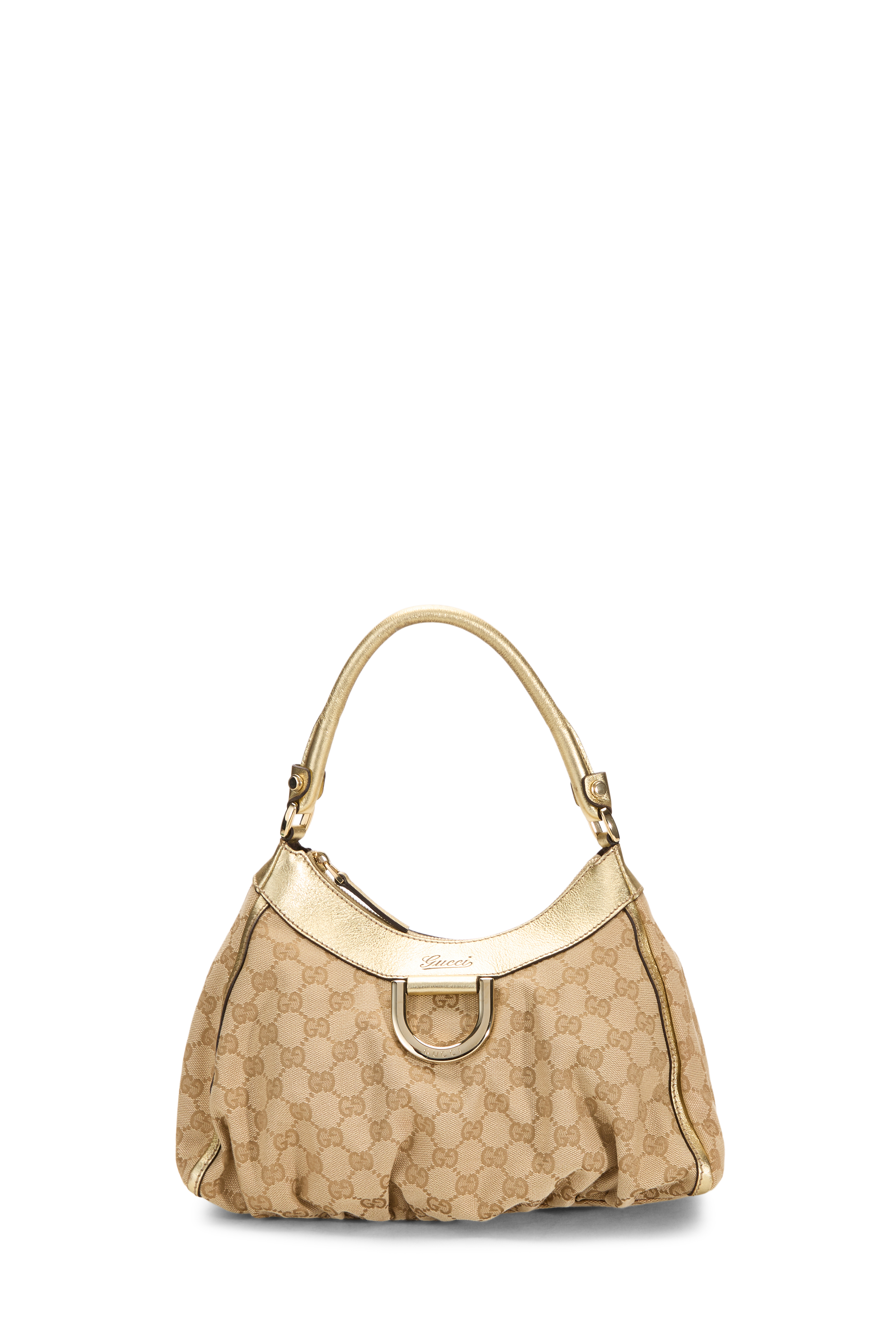 Women's Gucci Gold Original GG Canvas D-Ring Abbey Tote Small in Gold Small