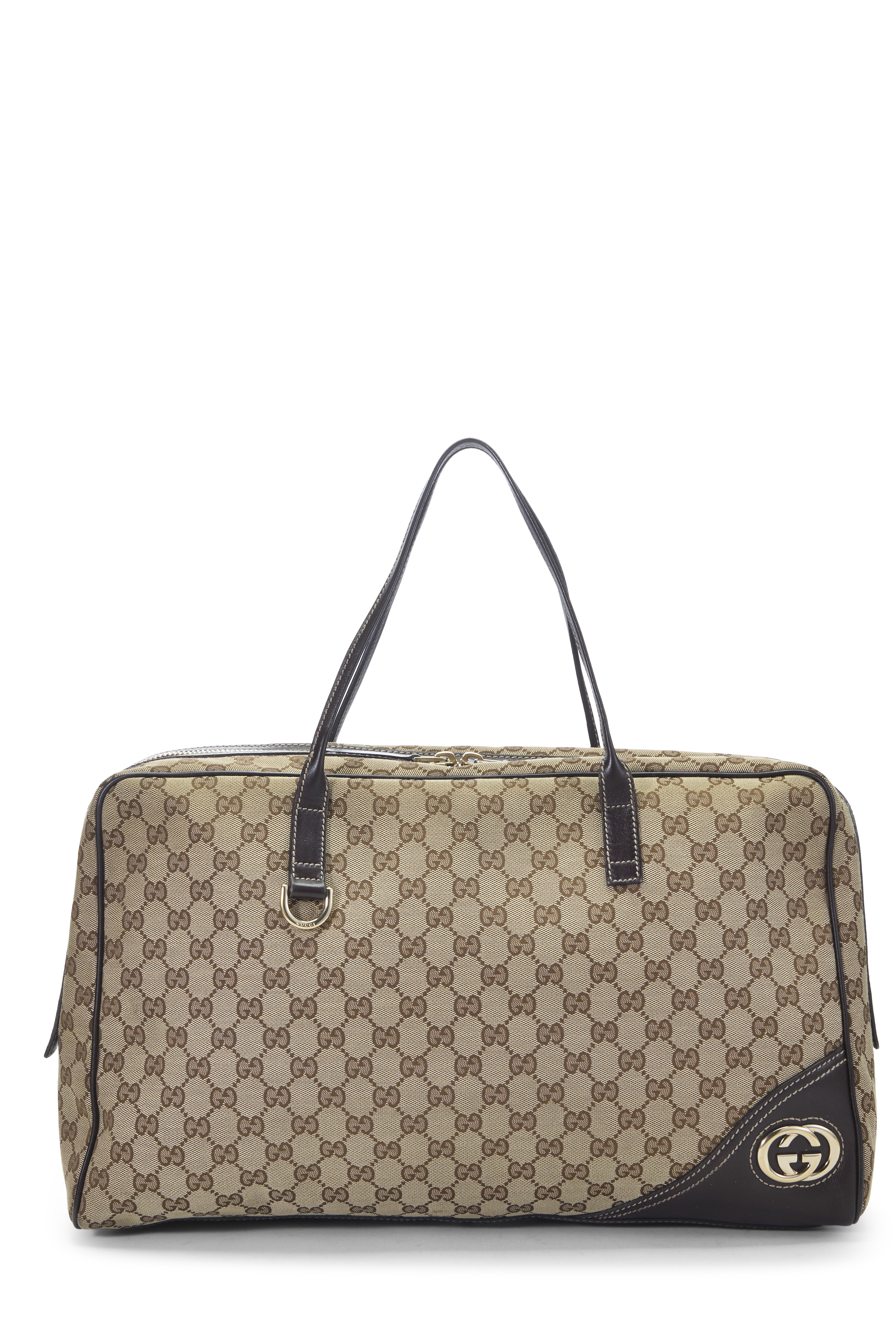 Women's Gucci Orginial GG Canvas Britt Boston Bag Large NM in Brown Large