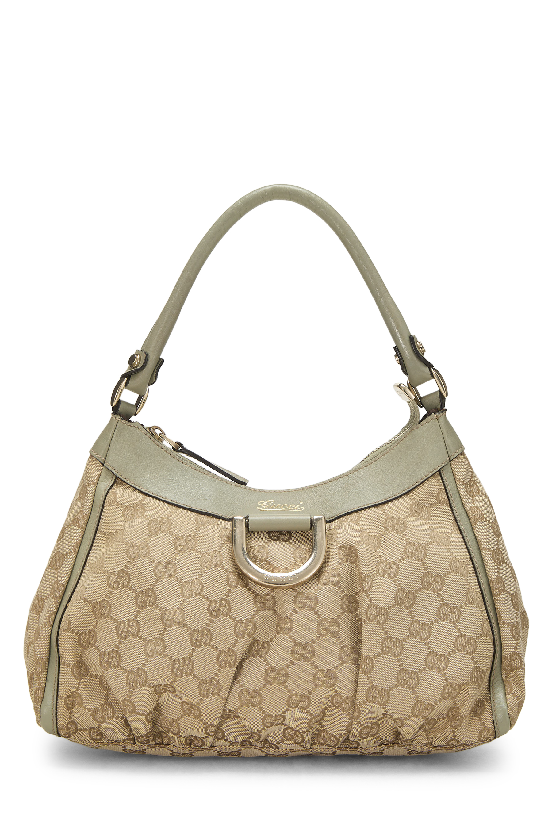 Women's Gucci Green Original GG Canvas D-Ring Abbey Shoulder Bag Small in Green Small