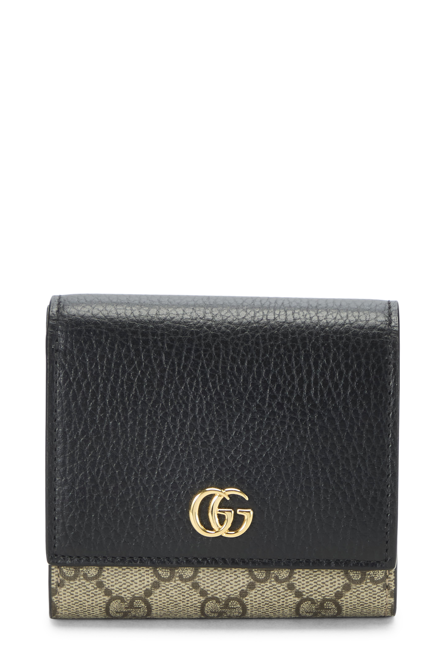 Women's Gucci Black GG Supreme Canvas Marmont Compact Wallet in Black