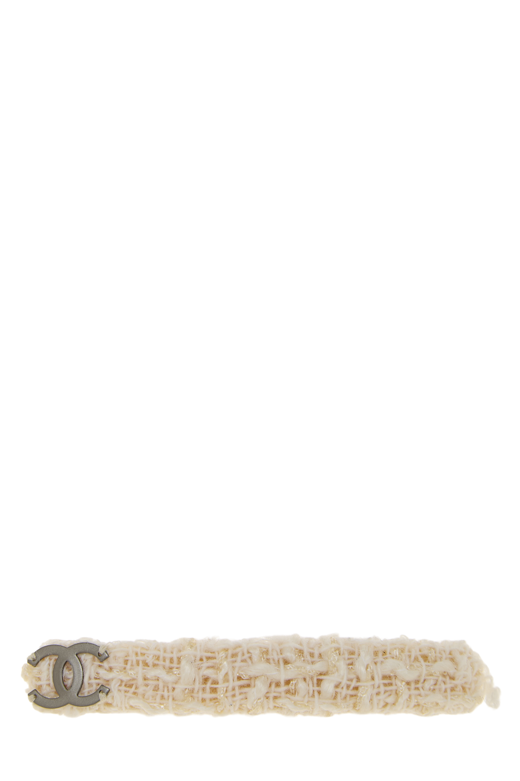 Women's Chanel Silver Tweed 'CC' Barrette in Silver