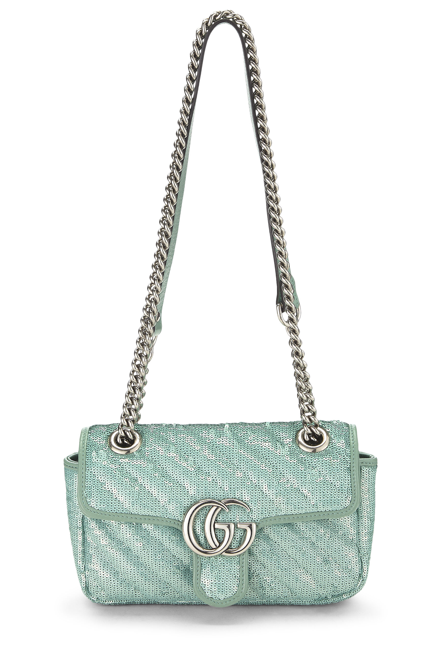 Women's Gucci Blue Sequin GG Marmont Shoulder Bag Mini in Blue Mini