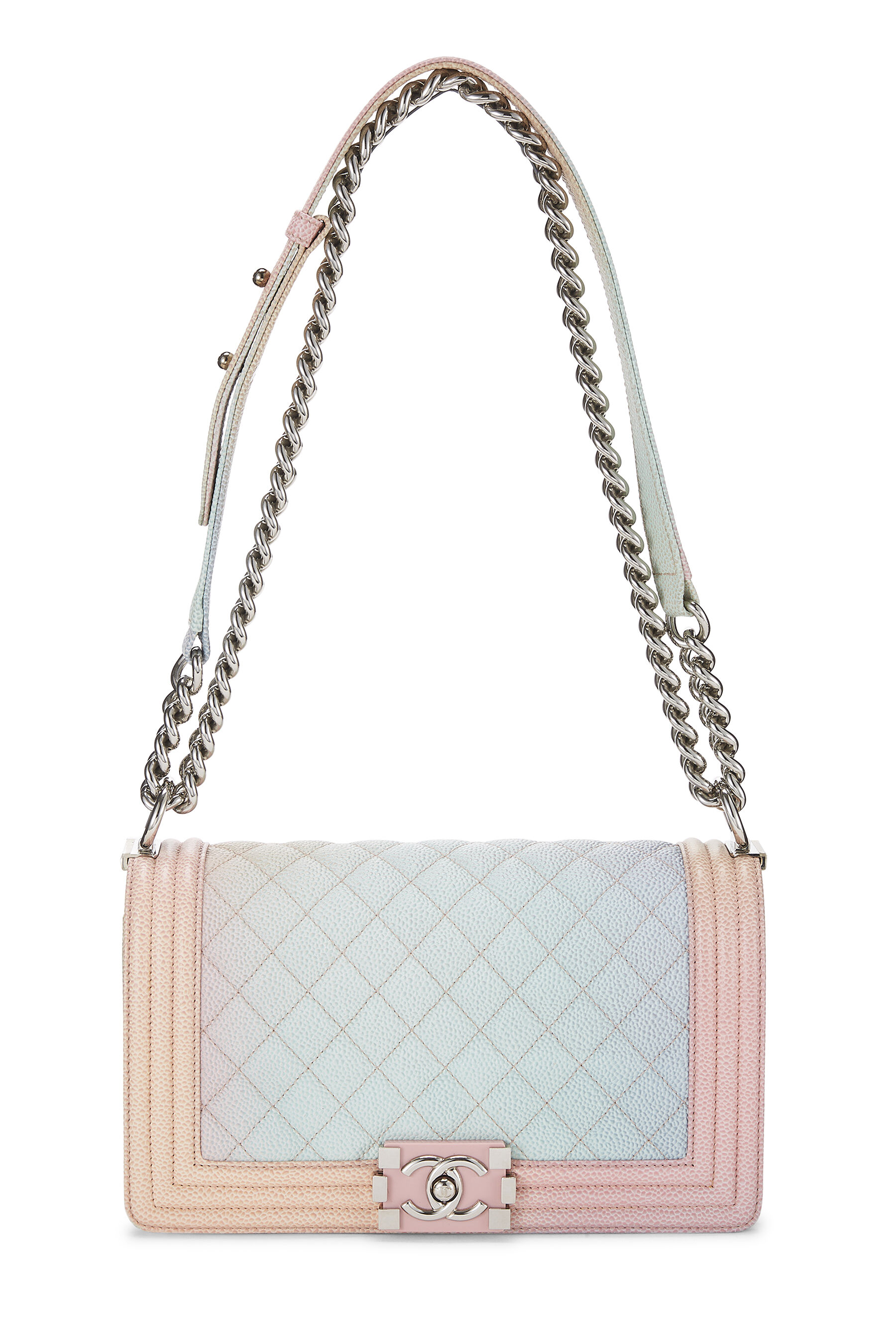 Women's Chanel Rainbow Quilted Caviar Boy Bag Medium in Multi Medium