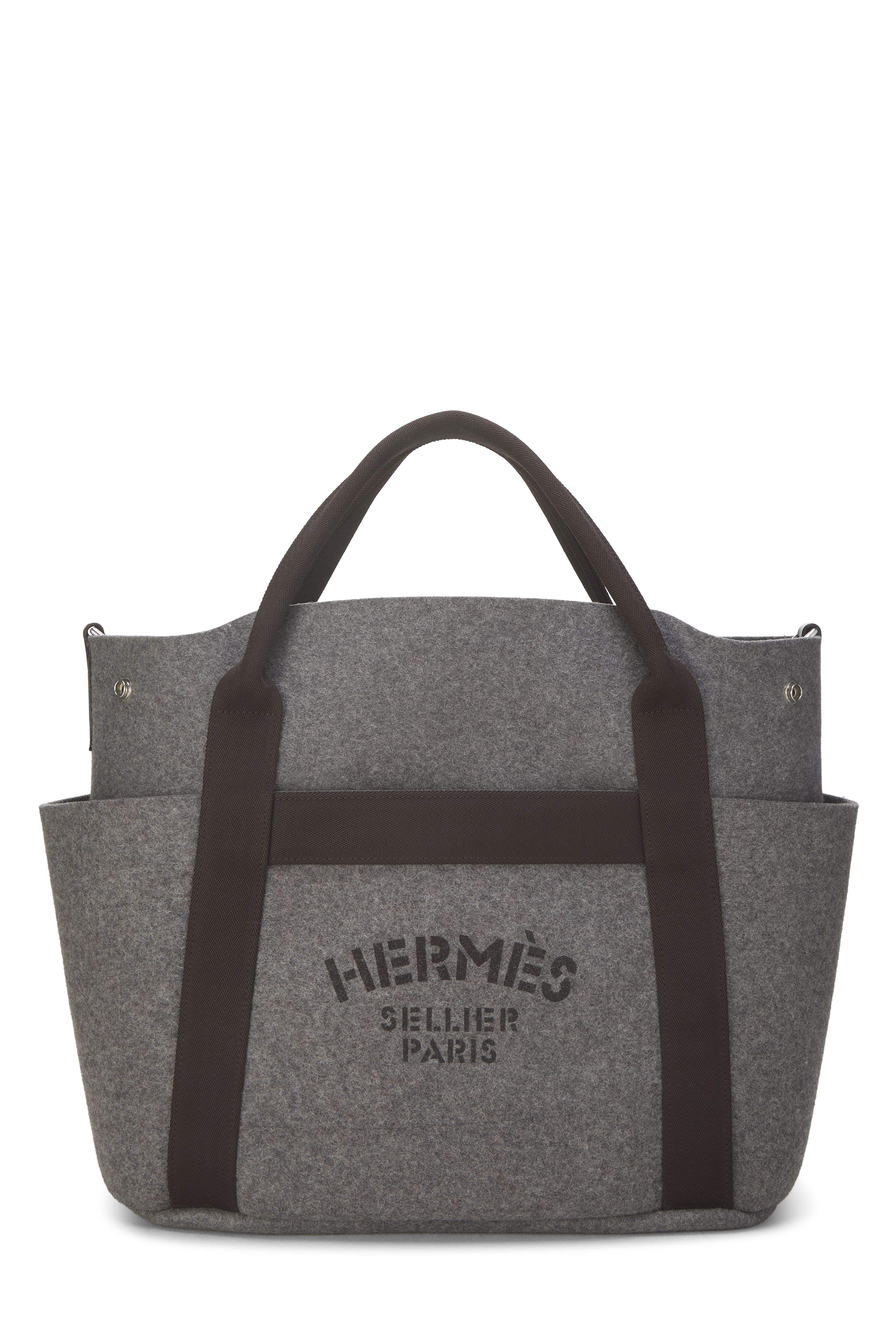 Women's Hermès Grey Felt Sac de Pansage Grooming Bag in Grey