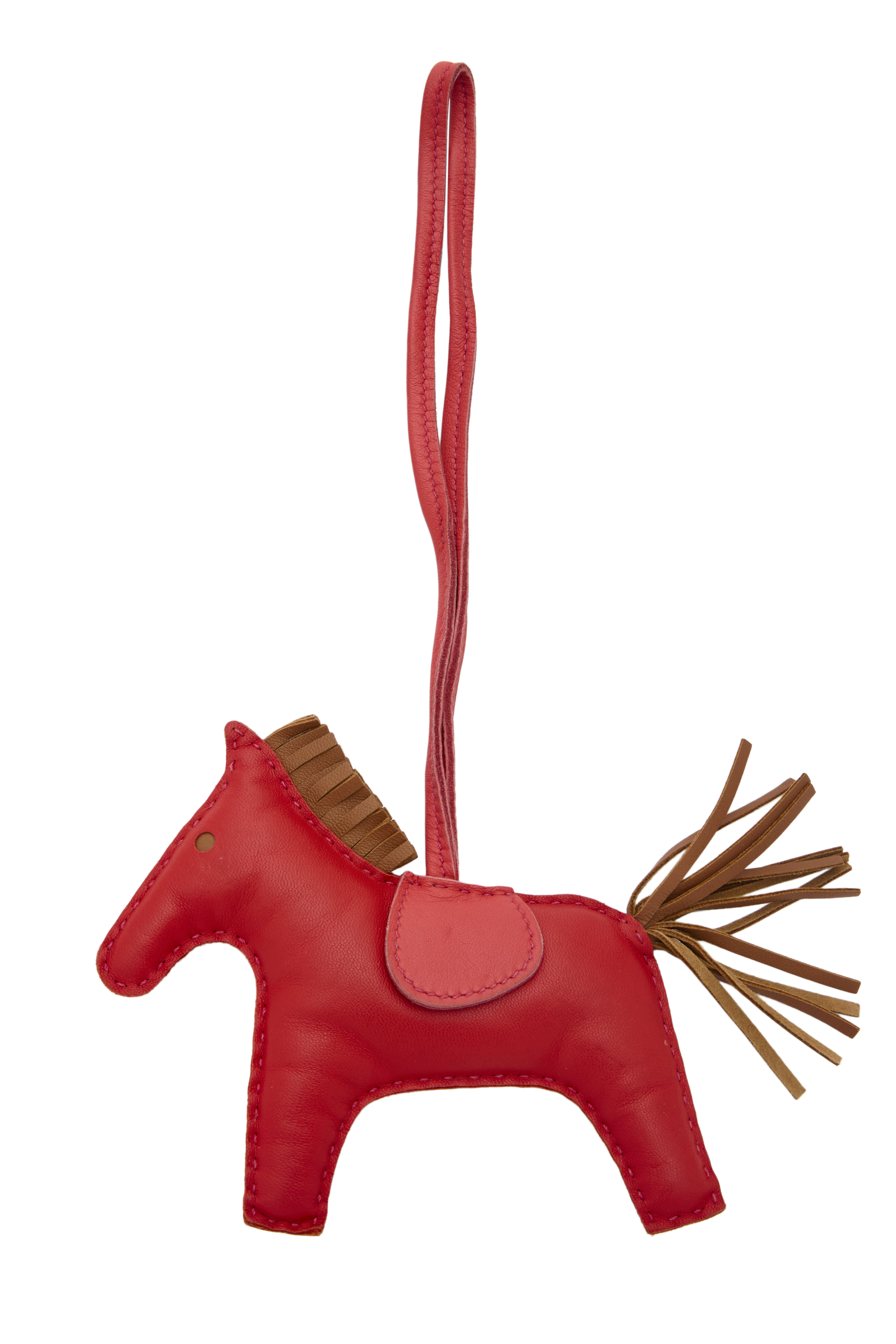 Women's Hermès Multicolor Milo Leather Rodeo Bag Charm MM in Red MM