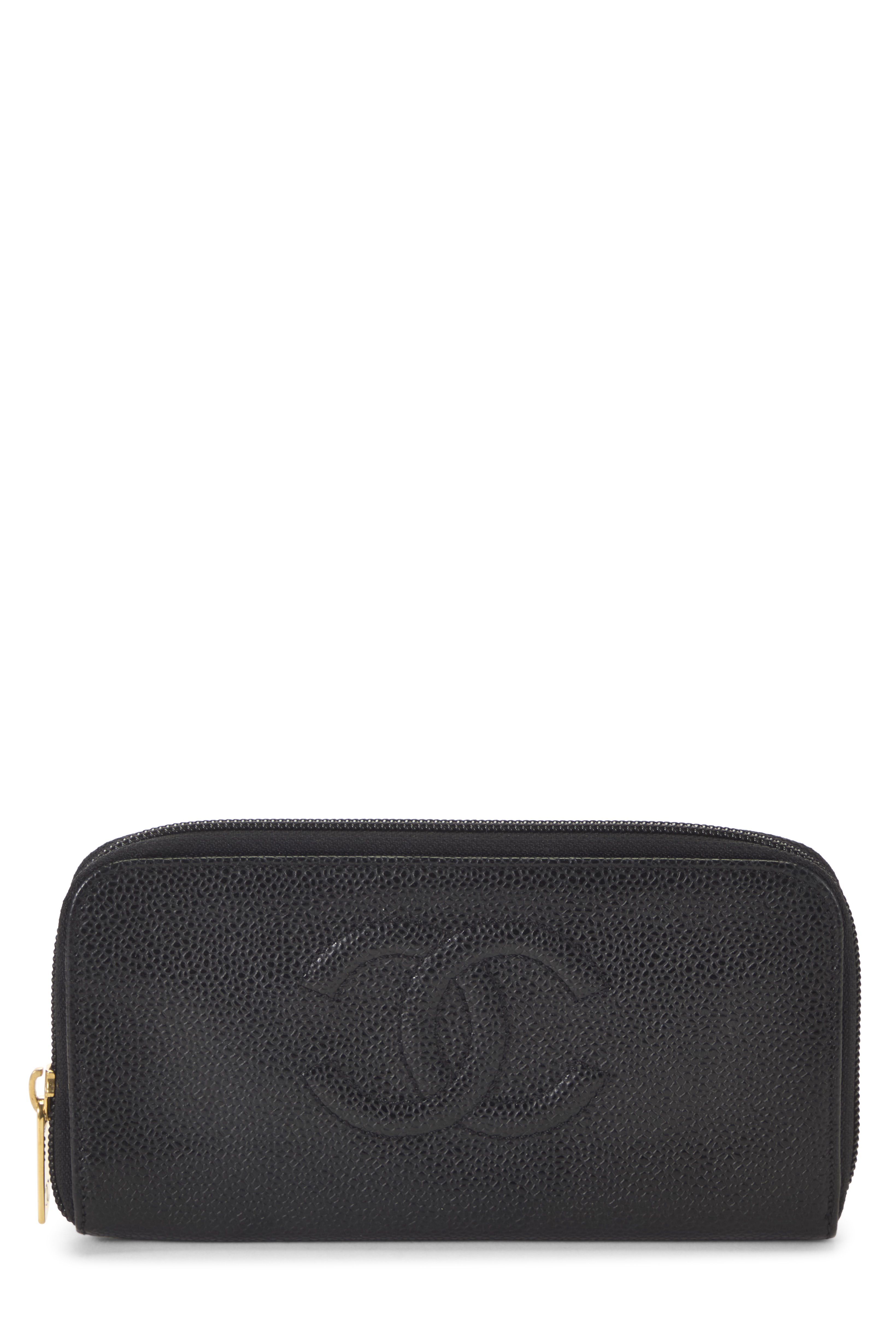 Women's Chanel Black Caviar Timeless 'CC' Zippy Around Wallet in Black