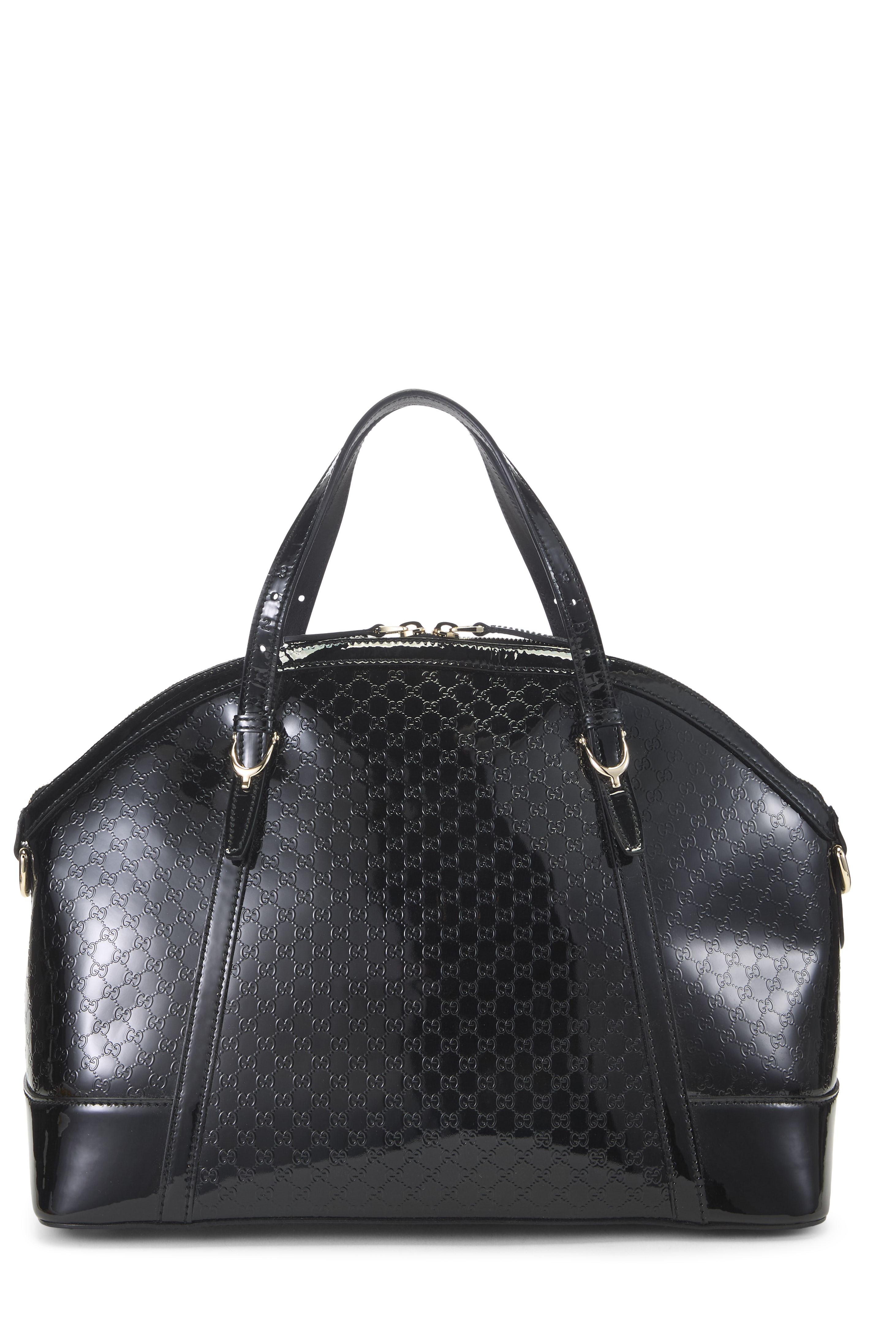 Women's Gucci Black Patent Microguccissima Nice Top Handle Bag Medium in Black Medium