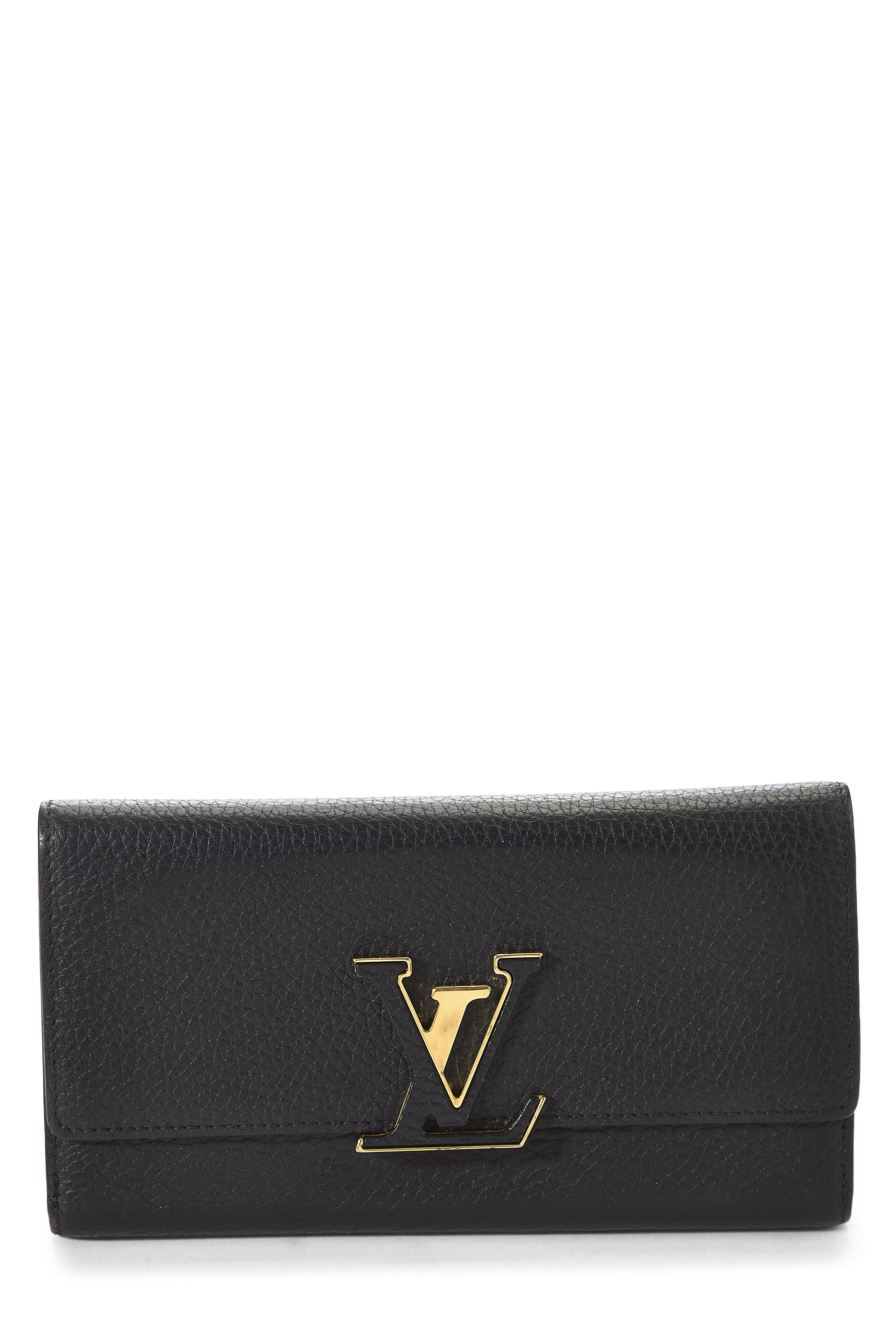 Women's Louis Vuitton Black Taurillon Capucines Wallet in Black