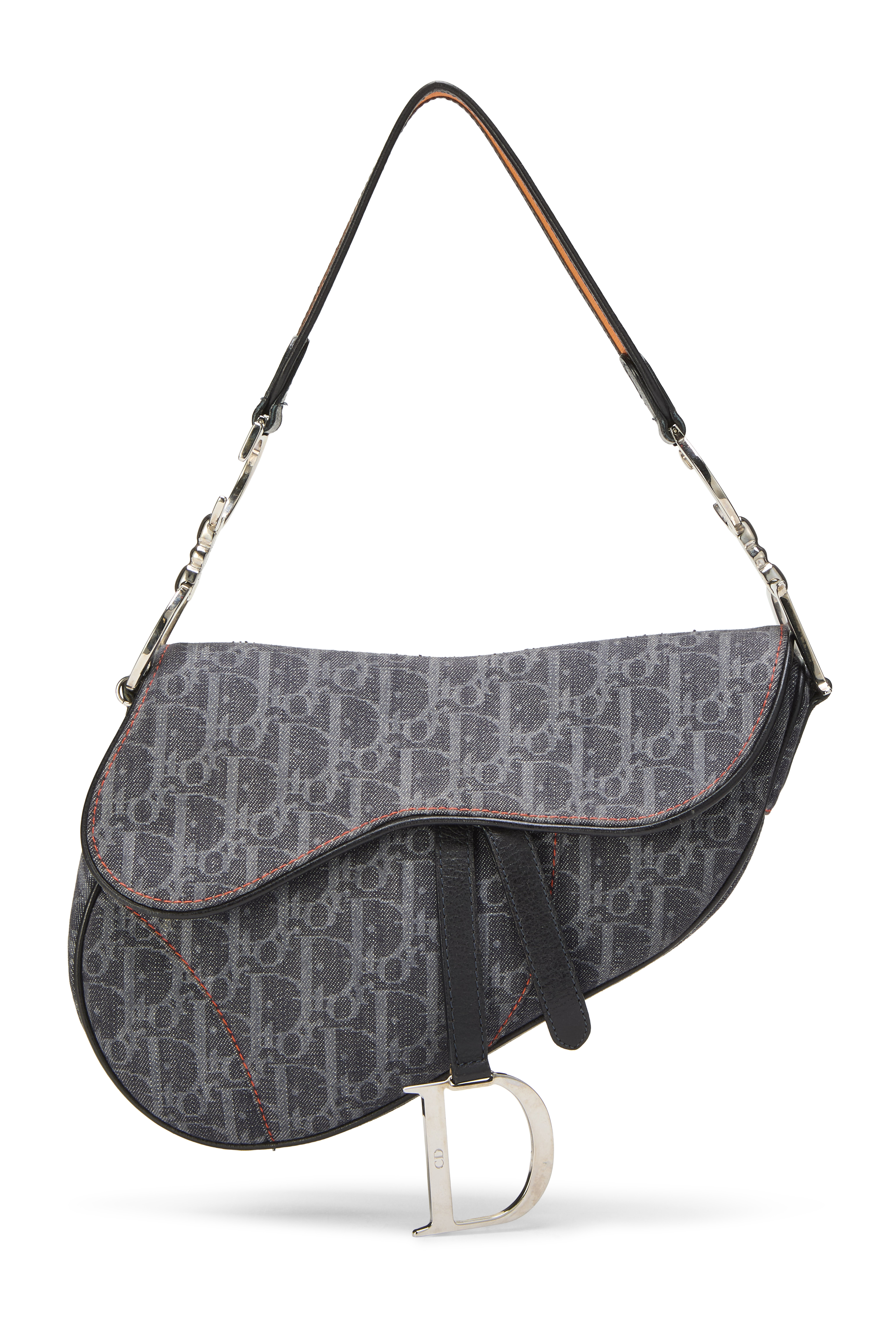 Women's Christian Dior Blue Trotter Denim Flight Saddle Bag in Blue