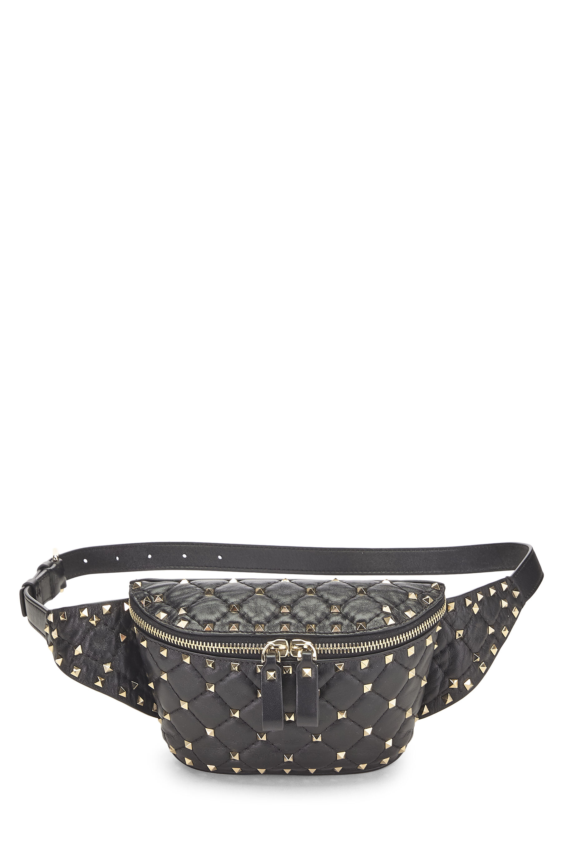 Women's Valentino Black Leather Rockstud Belt Bag in Black