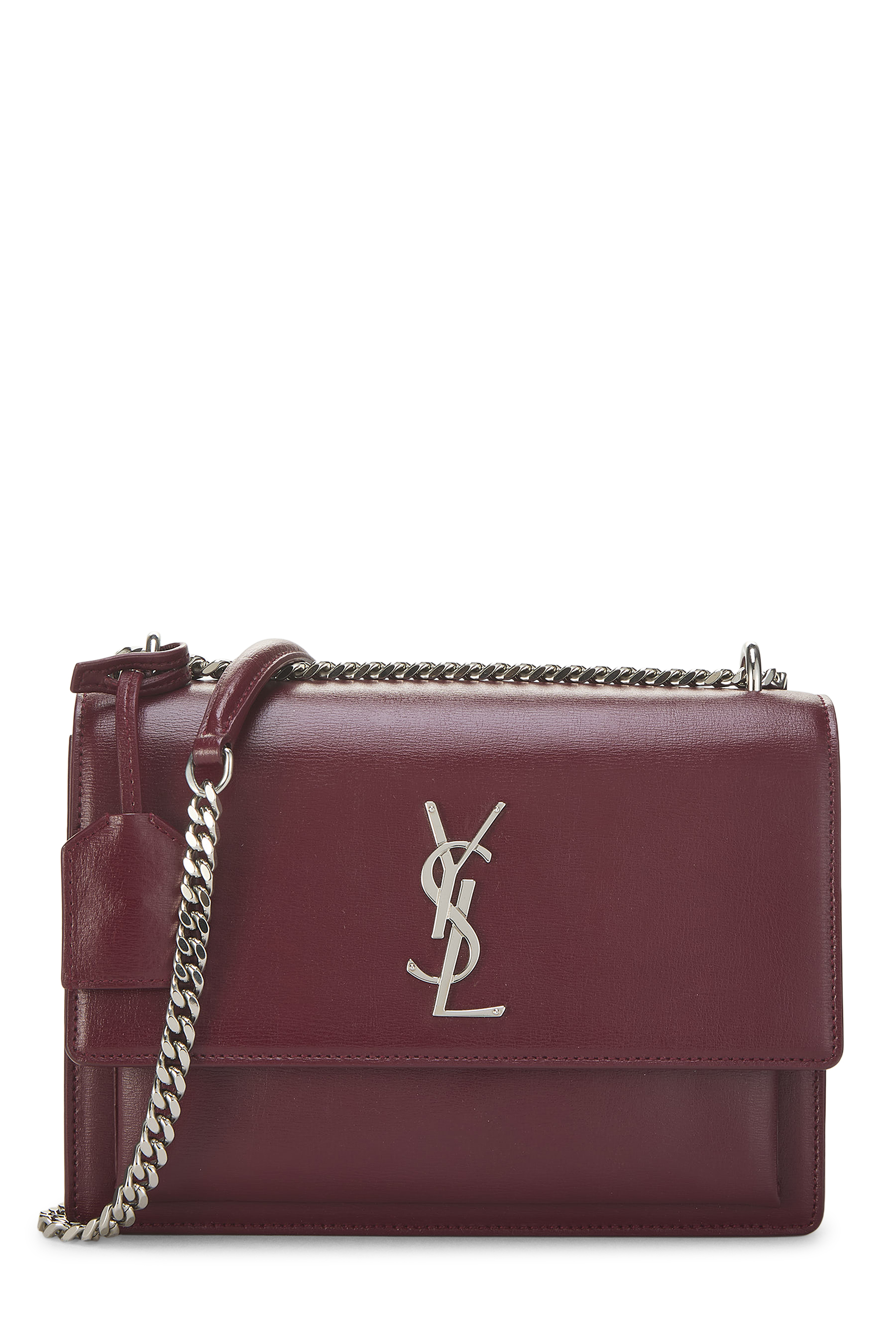 Women's YSL Burgundy Calfskin Leather Sunset Medium in Burgundy Medium
