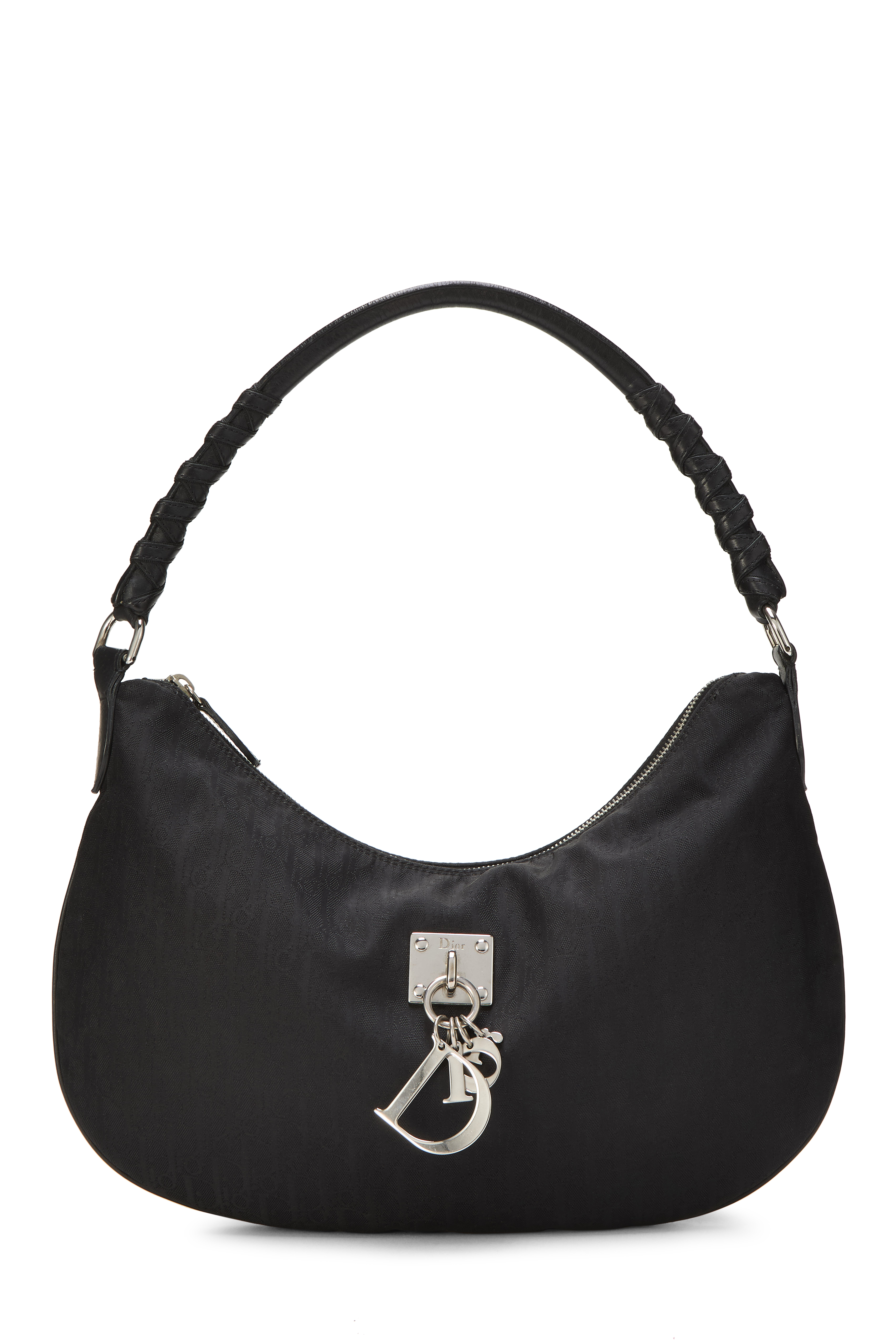 Women's Christian Dior Black Diorissimo Canvas Lovely Charm Hobo in Black
