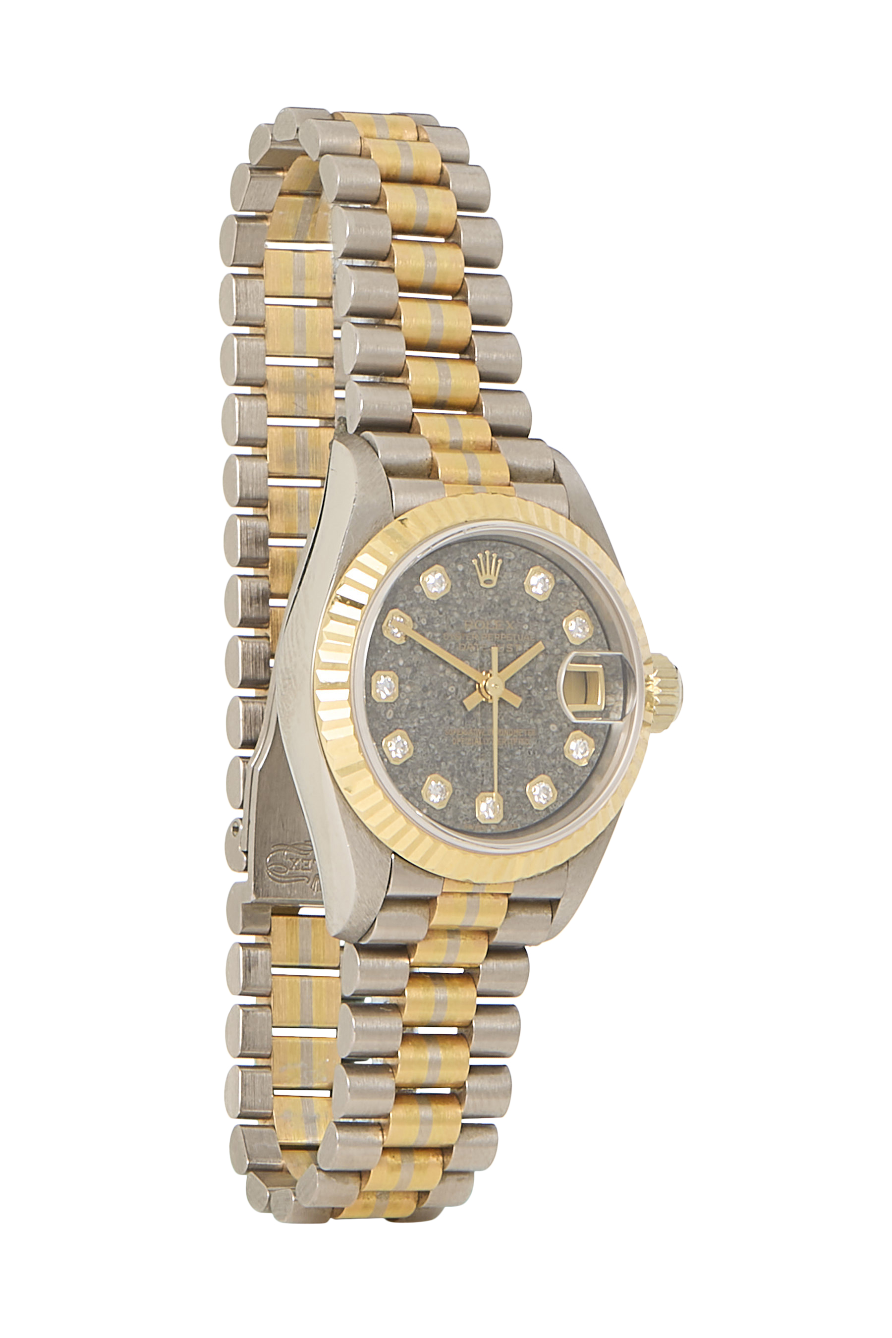 Women's Rolex 18K Yellow Gold & Diamond Jurassic Tridor Datejust 69179 26mm in Grey 26mm