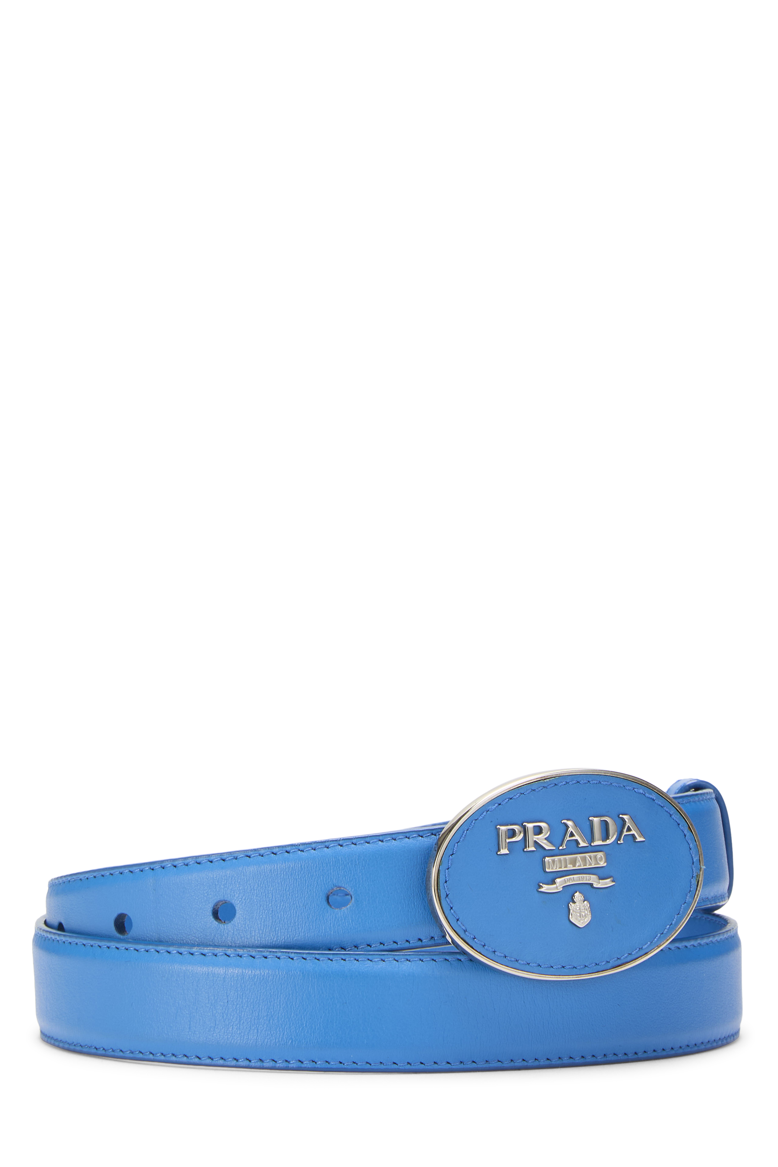 Women's Prada Blue Leather Belt 85 in Blue