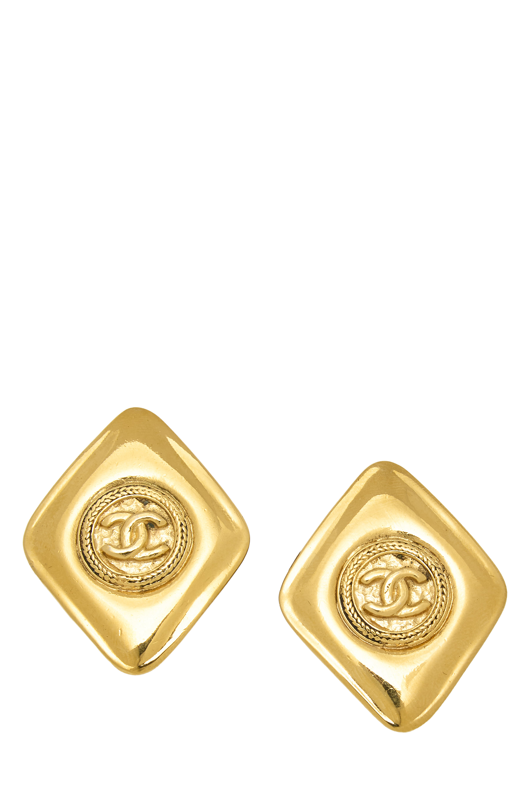 Women's Chanel Gold 'CC' on Diamond Earrings in Gold