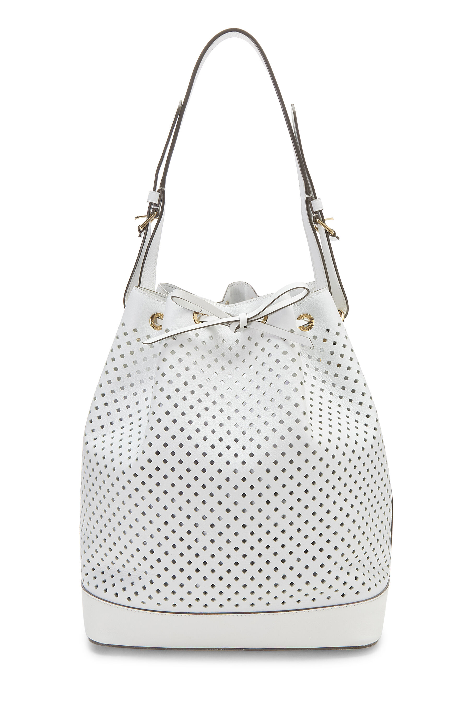 Women's Louis Vuitton White Perforated Leather Noé in White