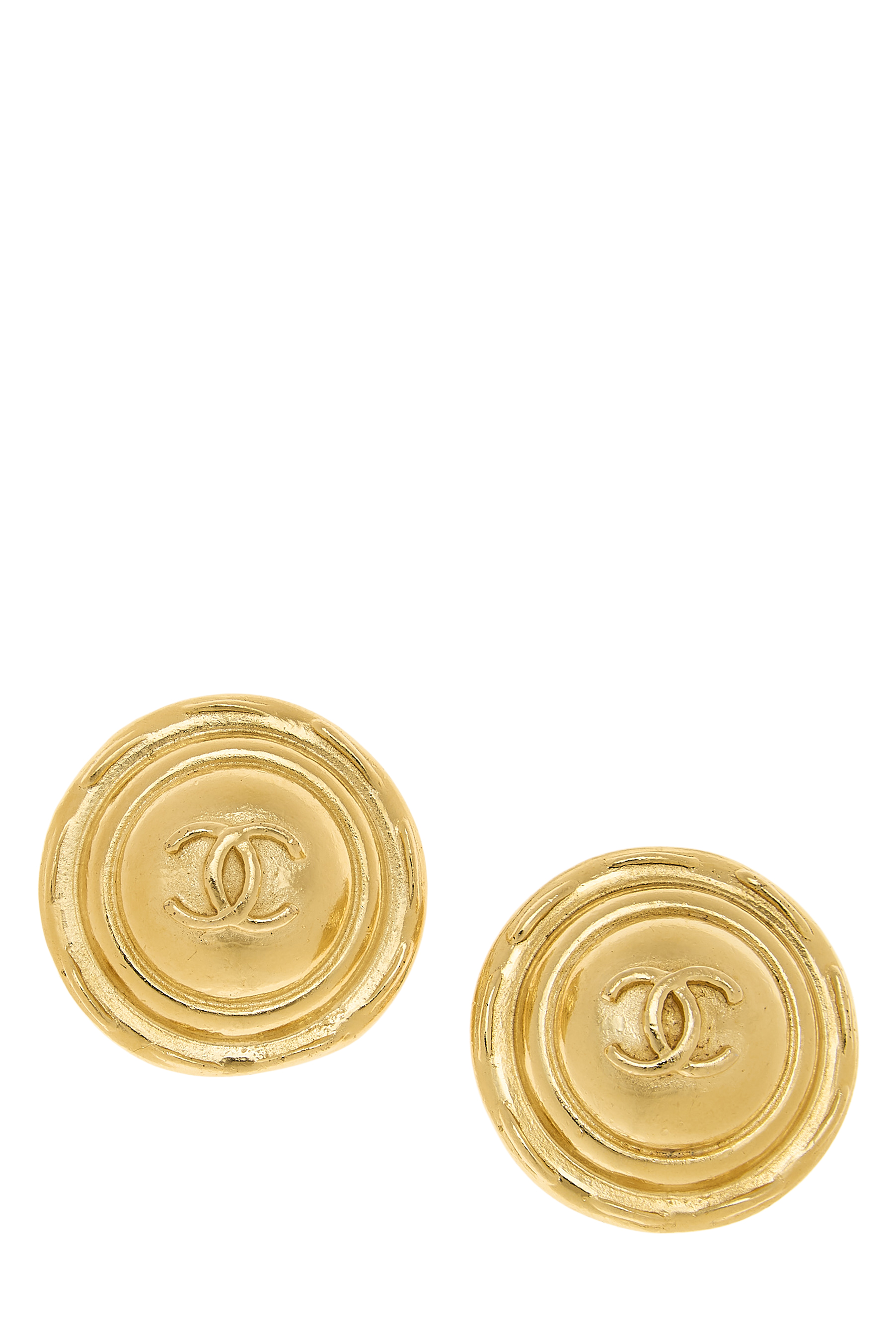 Women's Chanel Gold 'CC' Round Earrings in Gold