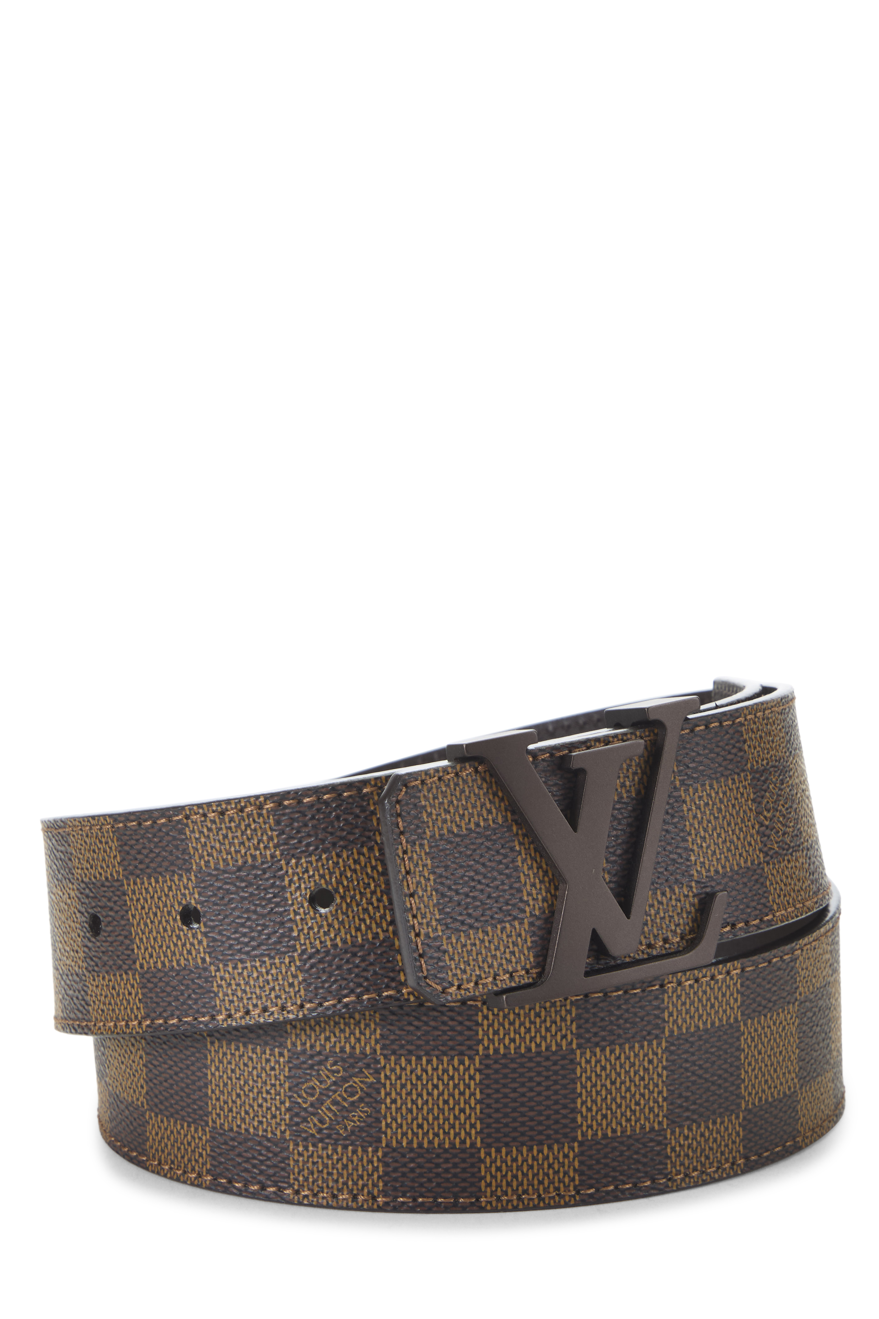Women's Louis Vuitton Damier Ebene Ceinture Initiales 85 in Brown