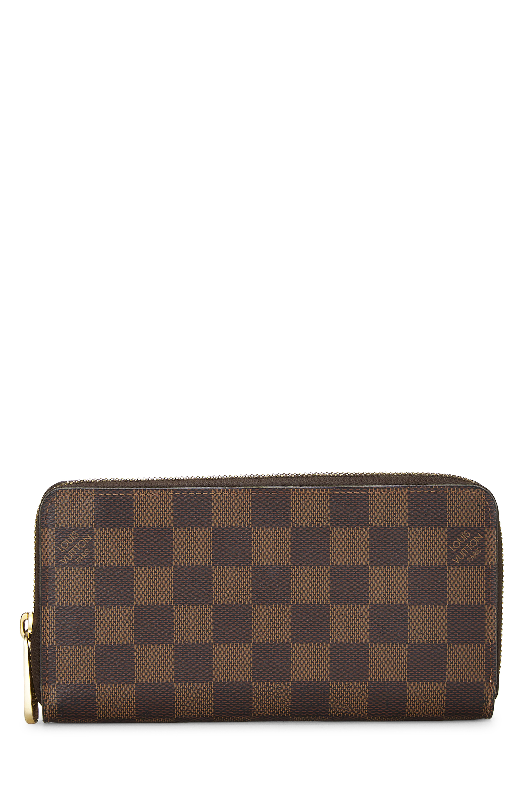 Women's Leather Louis Vuitton Damier Ebene Zippy Continental Wallet in Pink