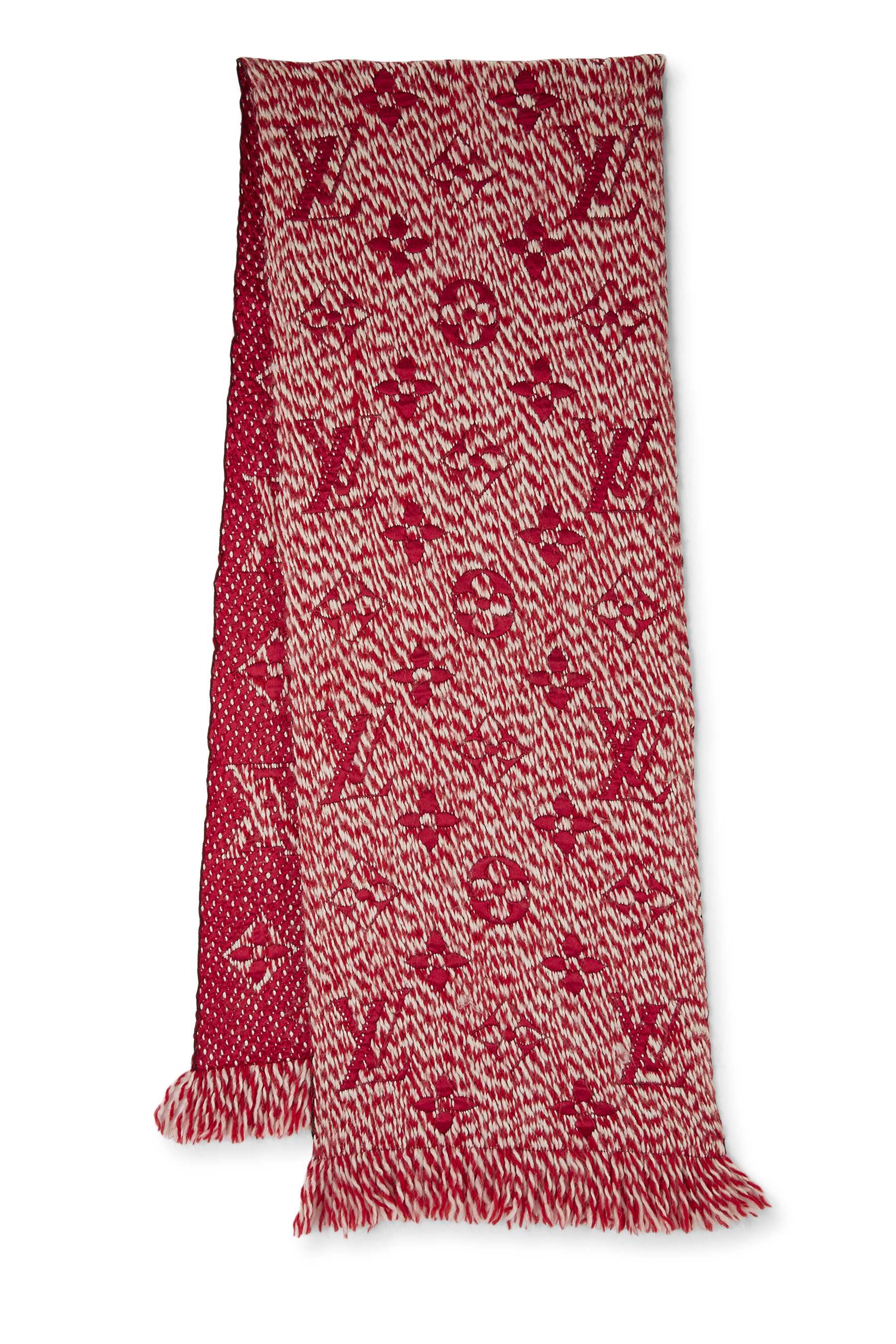 Women's Louis Vuitton Red Wool Logomania Scarf in Red