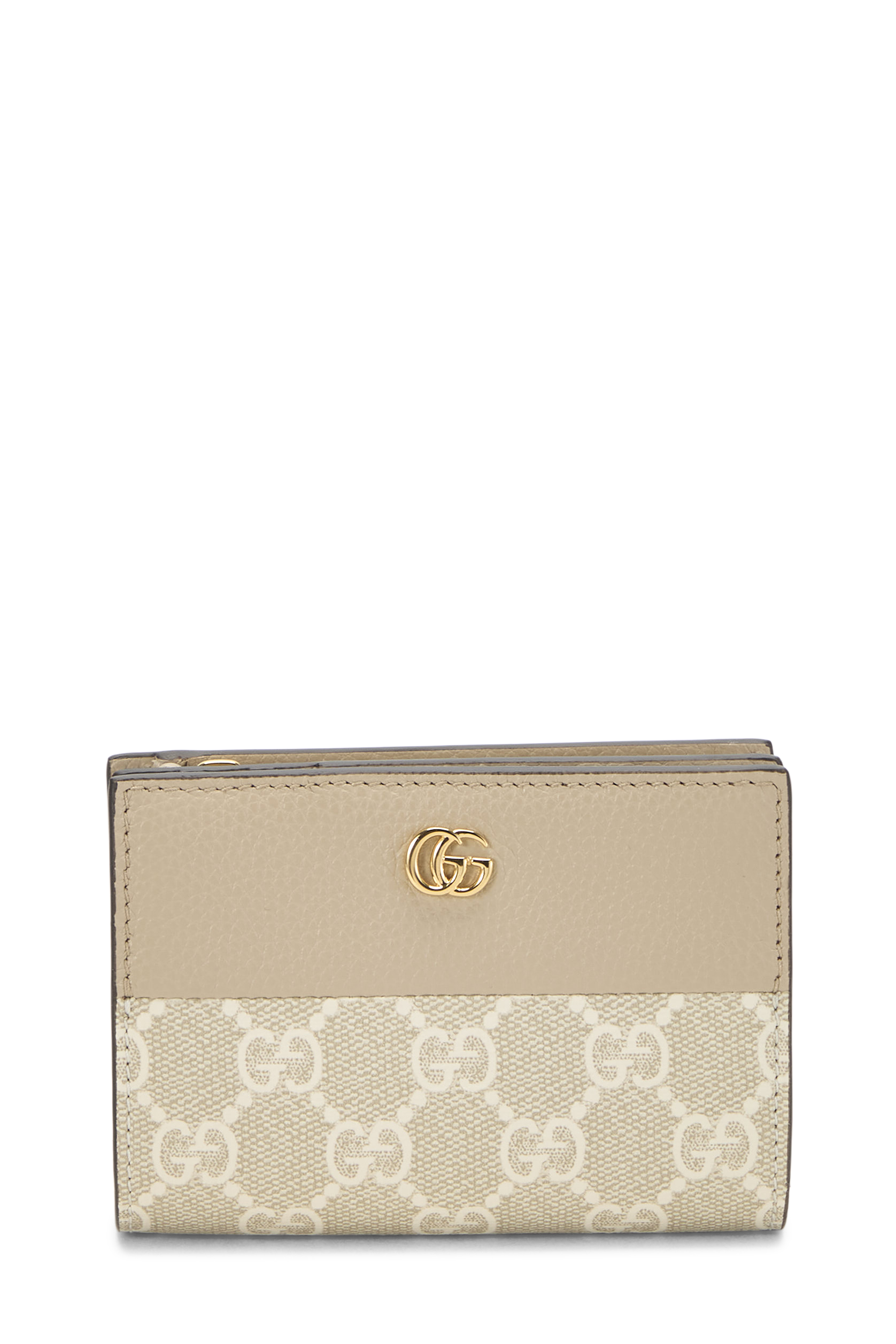 Women's Gucci Beige GG Supreme Canvas Marmont Compact Wallet in Beige