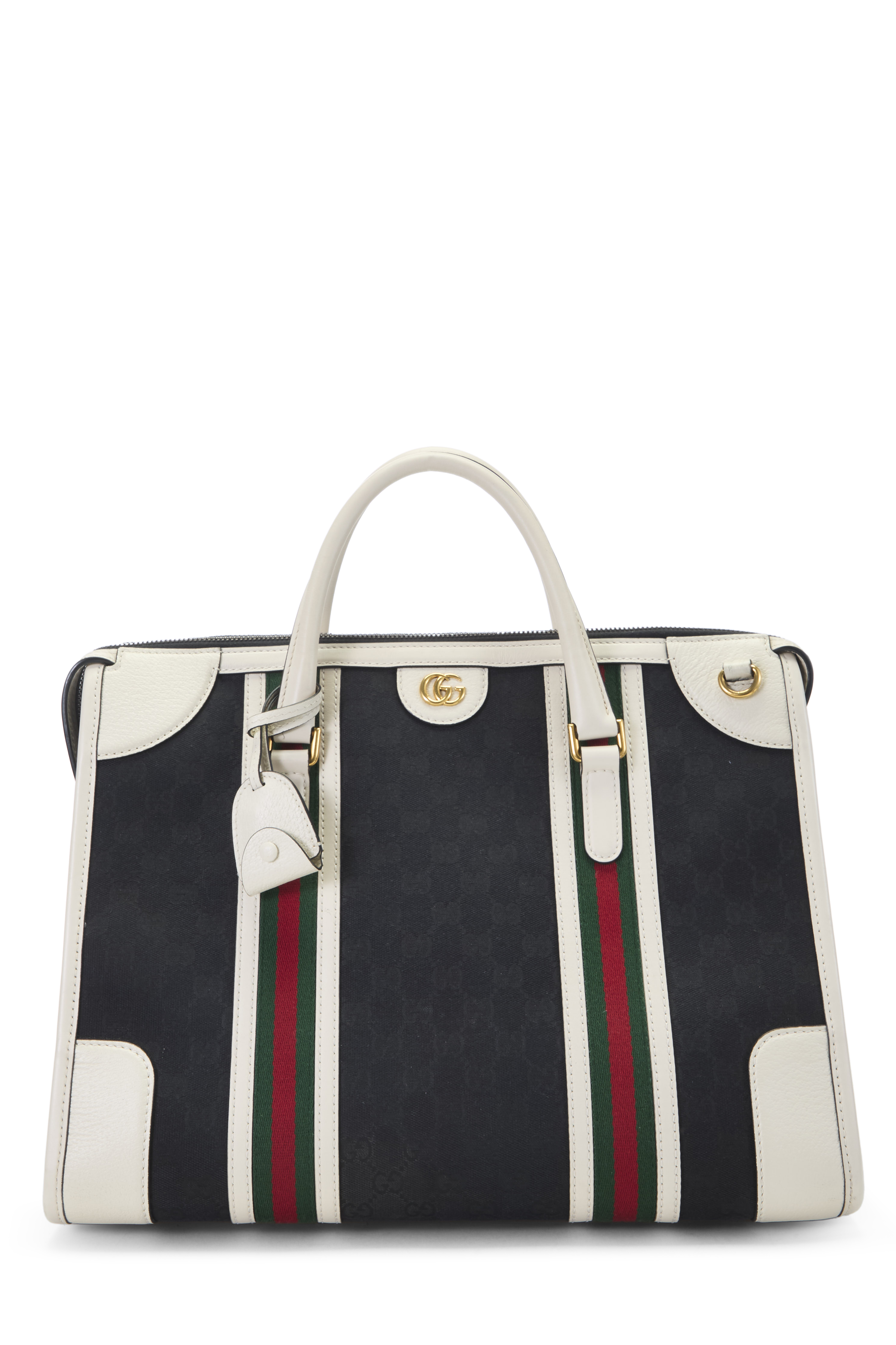 Women's Gucci Black GG Canvas Bauletto Top Handle Handbag Large in Black Large