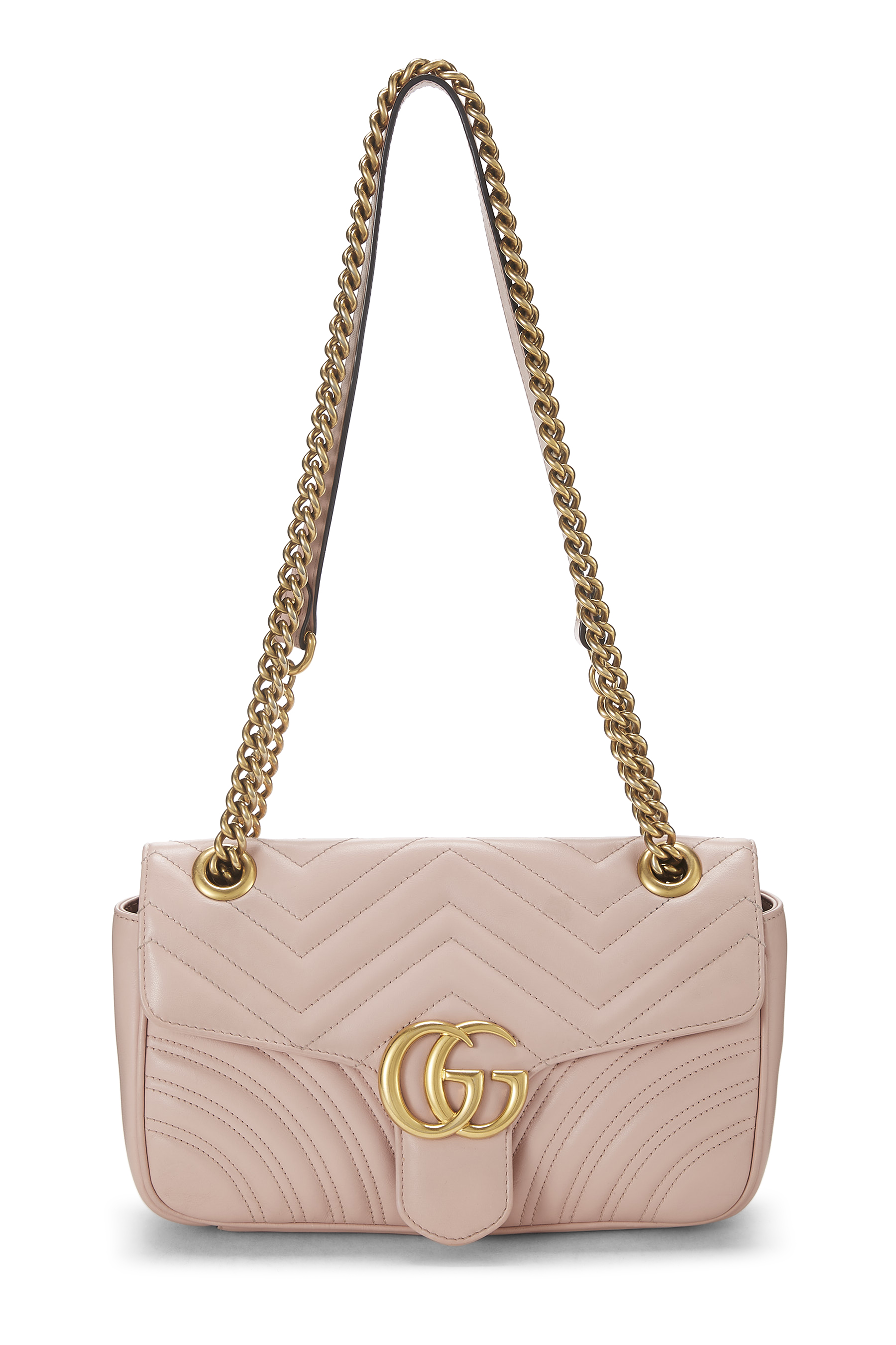 Women's Gucci Pink Leather GG Marmont Matelassé Shoulder Bag Small in Pink Small