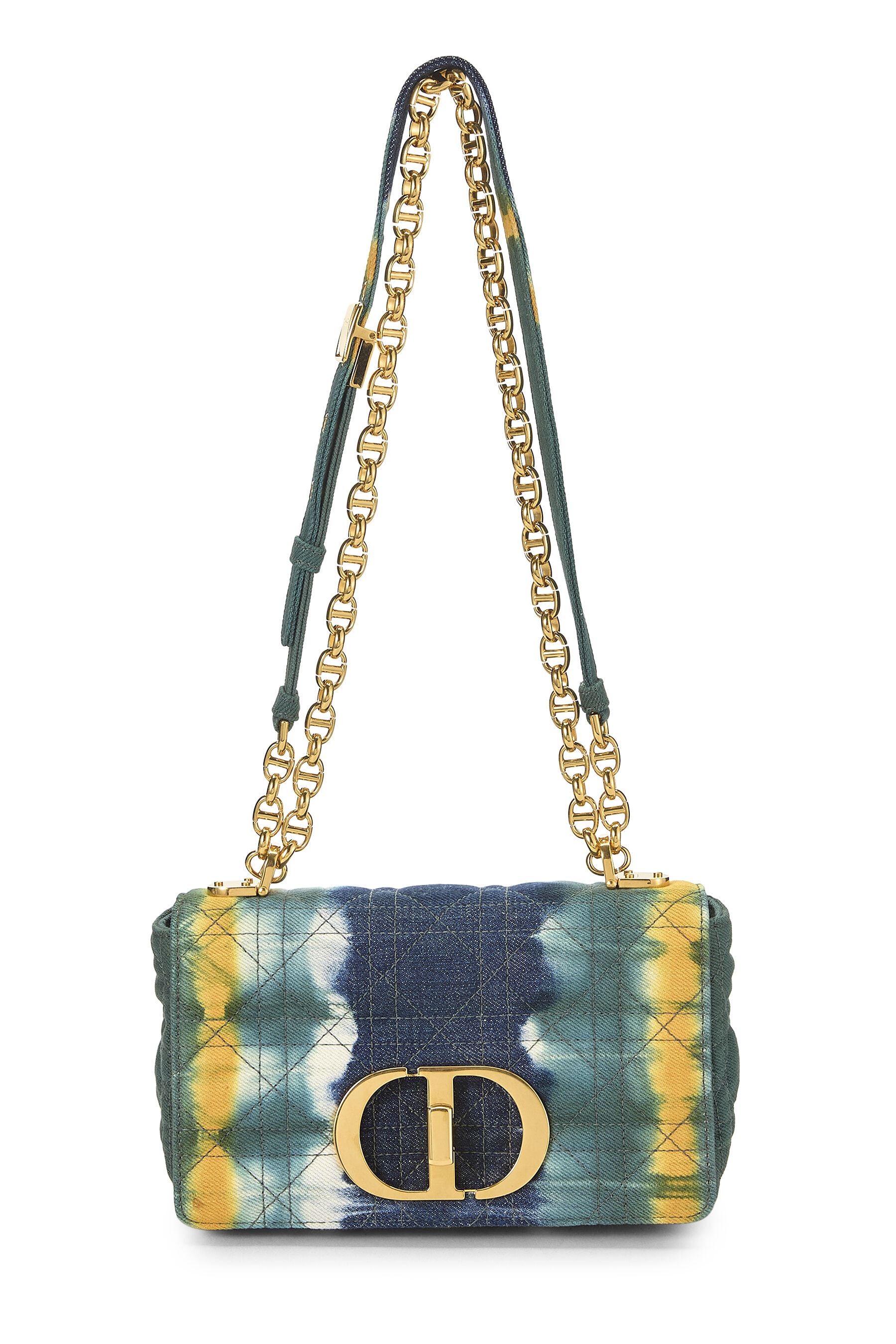 Women's Christian Dior Multicolor Cannage Denim Caro Bag Small in Multi Small