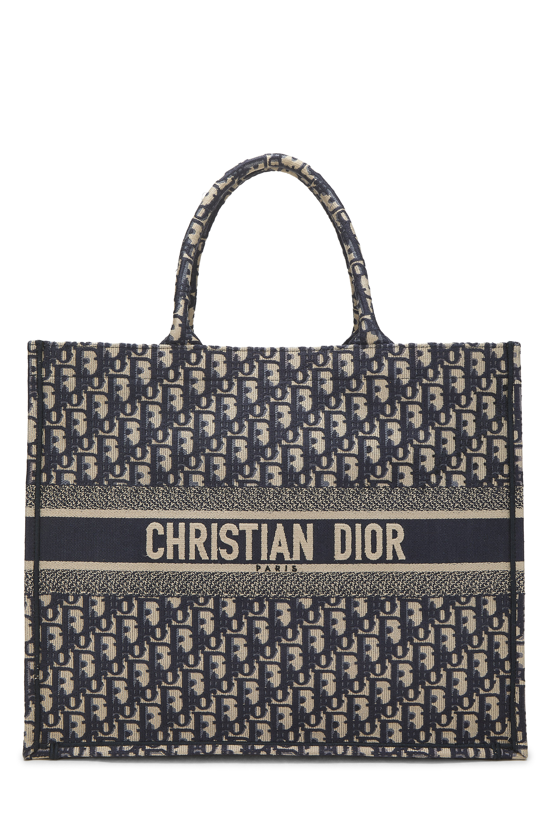 Women's Christian Dior Navy Oblique Canvas Book Tote Large in Navy Large