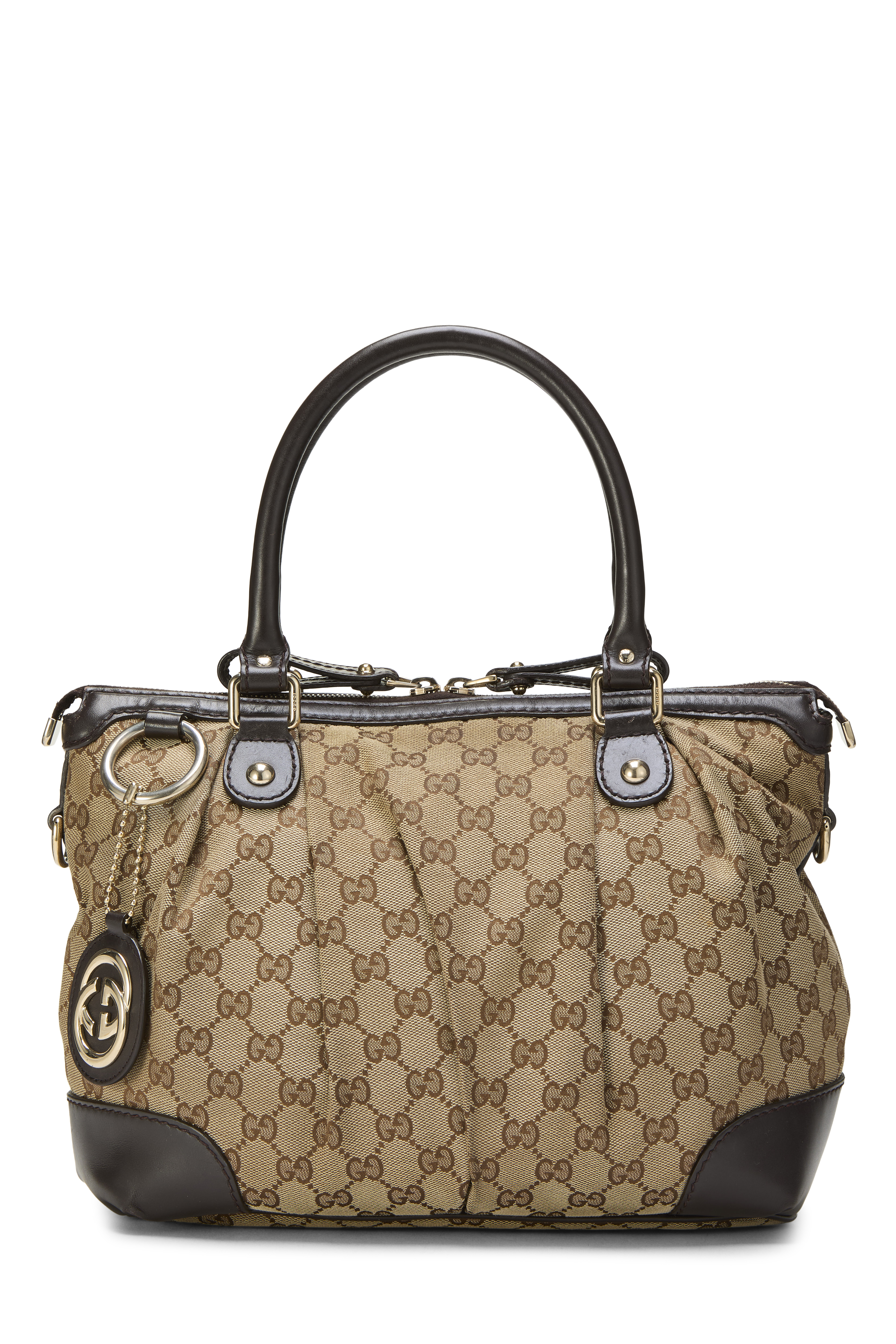 Women's Gucci Original GG Canvas Zip Sukey Handbag Medium in Brown Medium