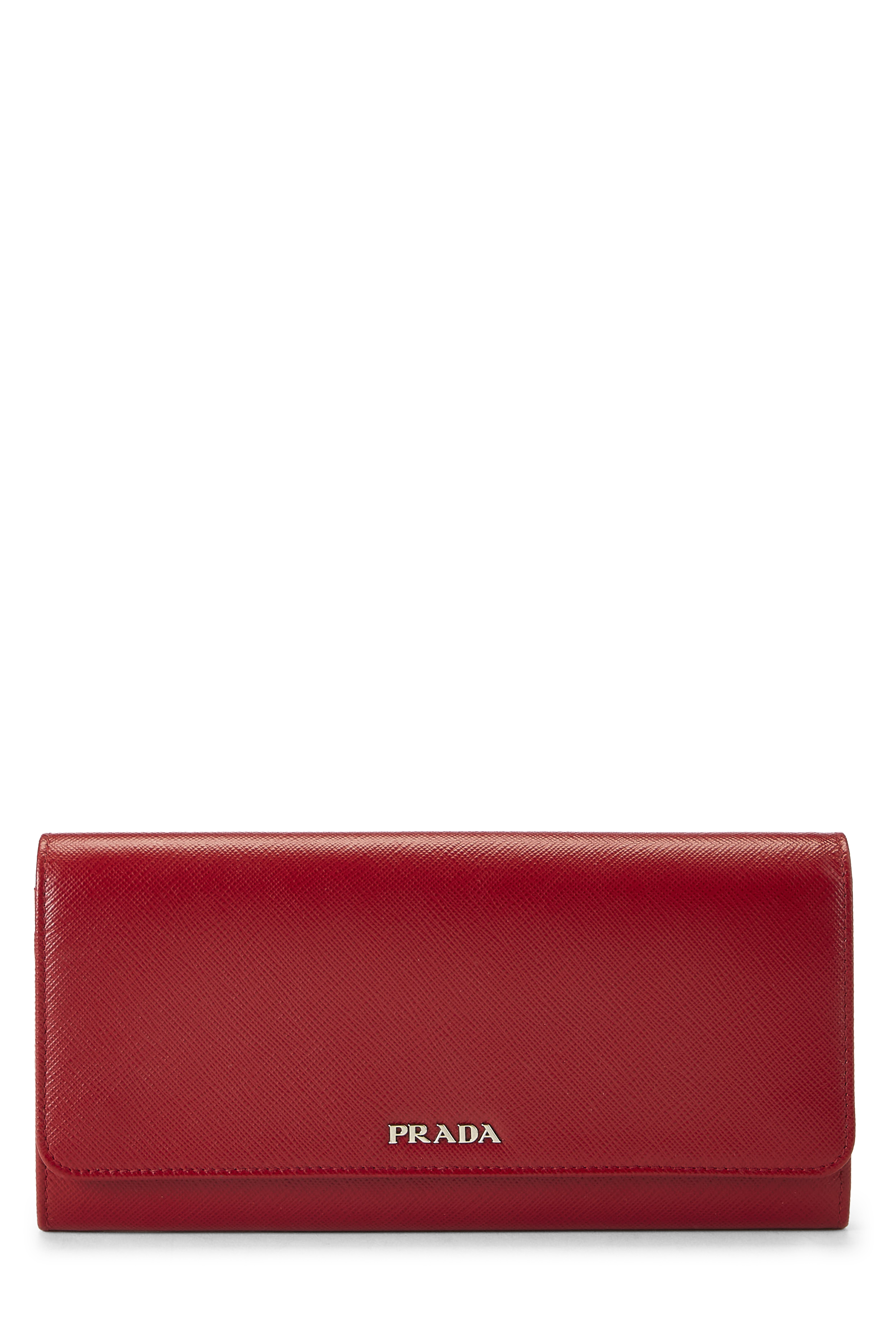 Women's Prada Red Saffiano Leather Wallet On Chain (WOC) in Red